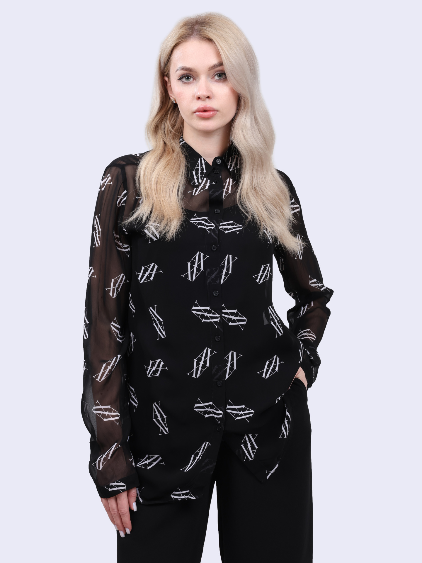 Рубашка Armani Exchange 6DYC07 YN1VZ 42AN черная женская из вискозы — купить в интернет-магазине Verdistore