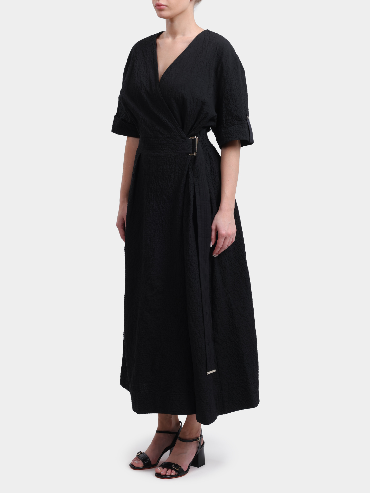 Платье Herno AB000076D 13284 9300 черное женское с длинным поясом  — купить в интернет-магазине Verdistore