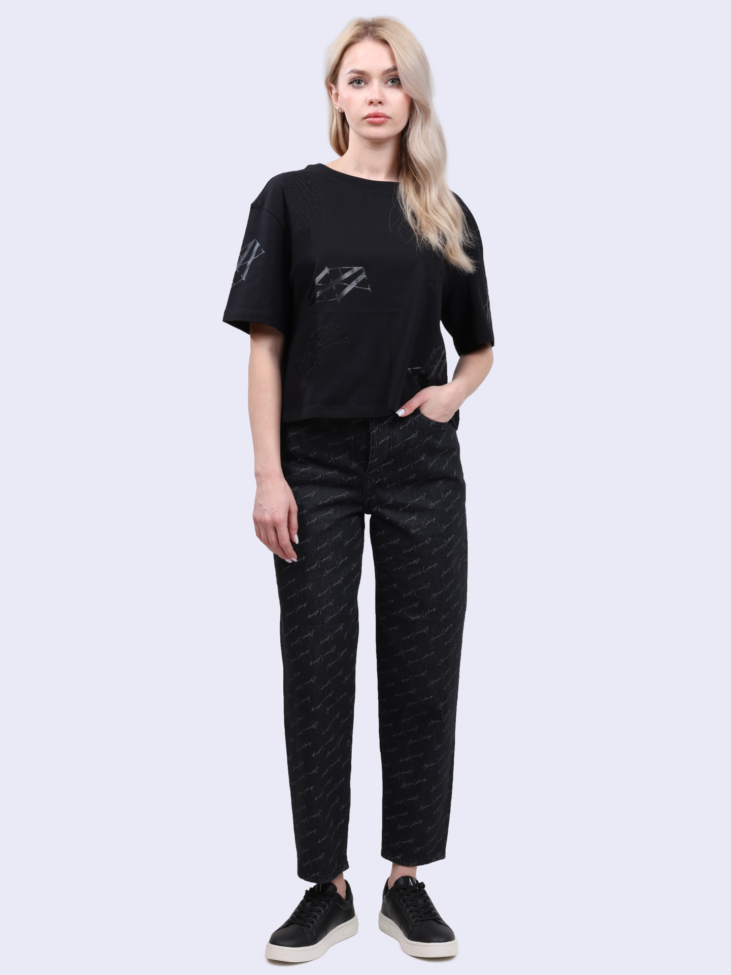 Джинсы Armani Exchange 6DYJ51 Y18BZ 42AC черные женские — купить в интернет-магазине Verdistore