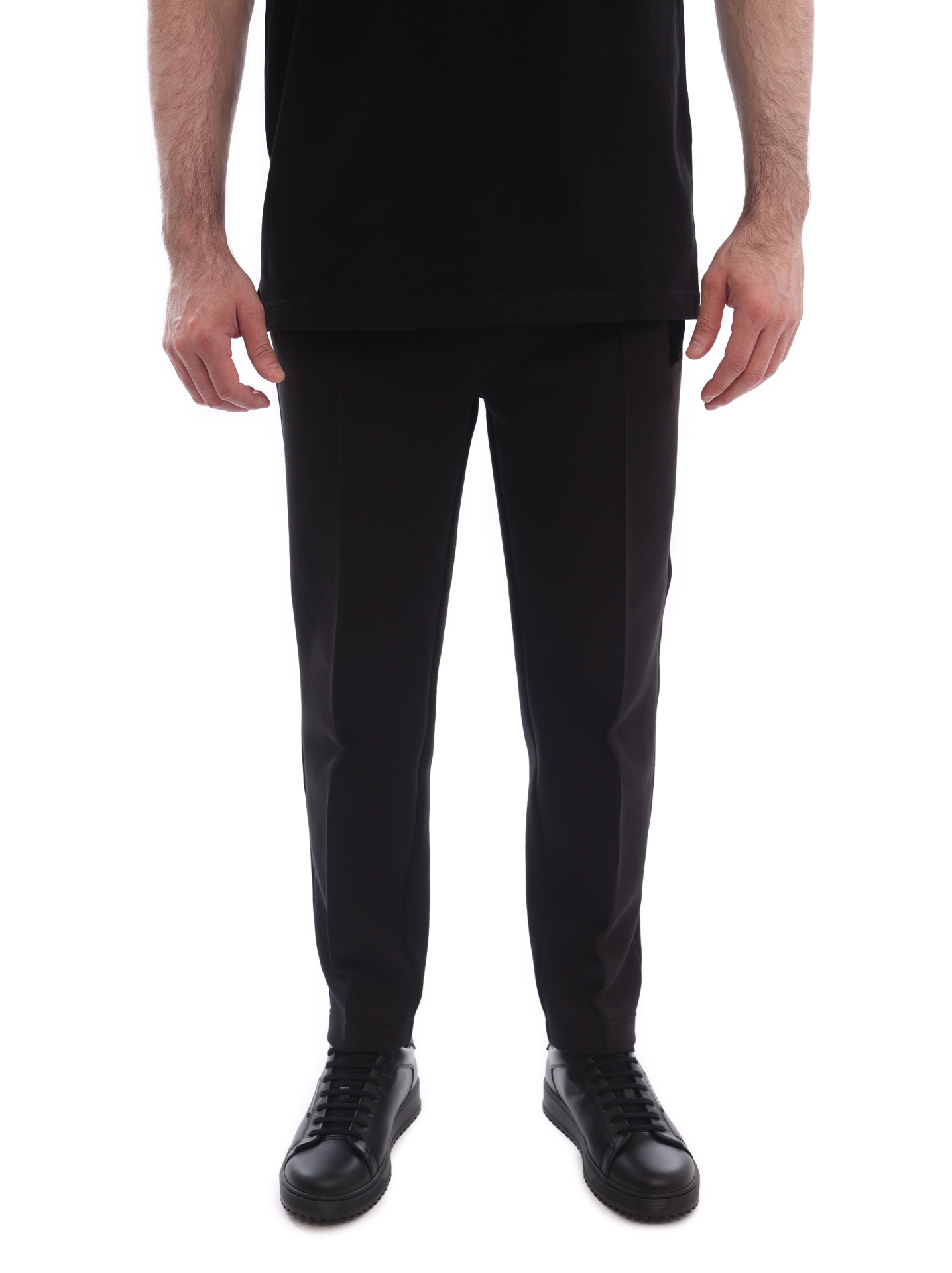 Брюки из легкого хлопкового материала прямого кроя черные со стрелками — купить в интернет-магазине Verdistore