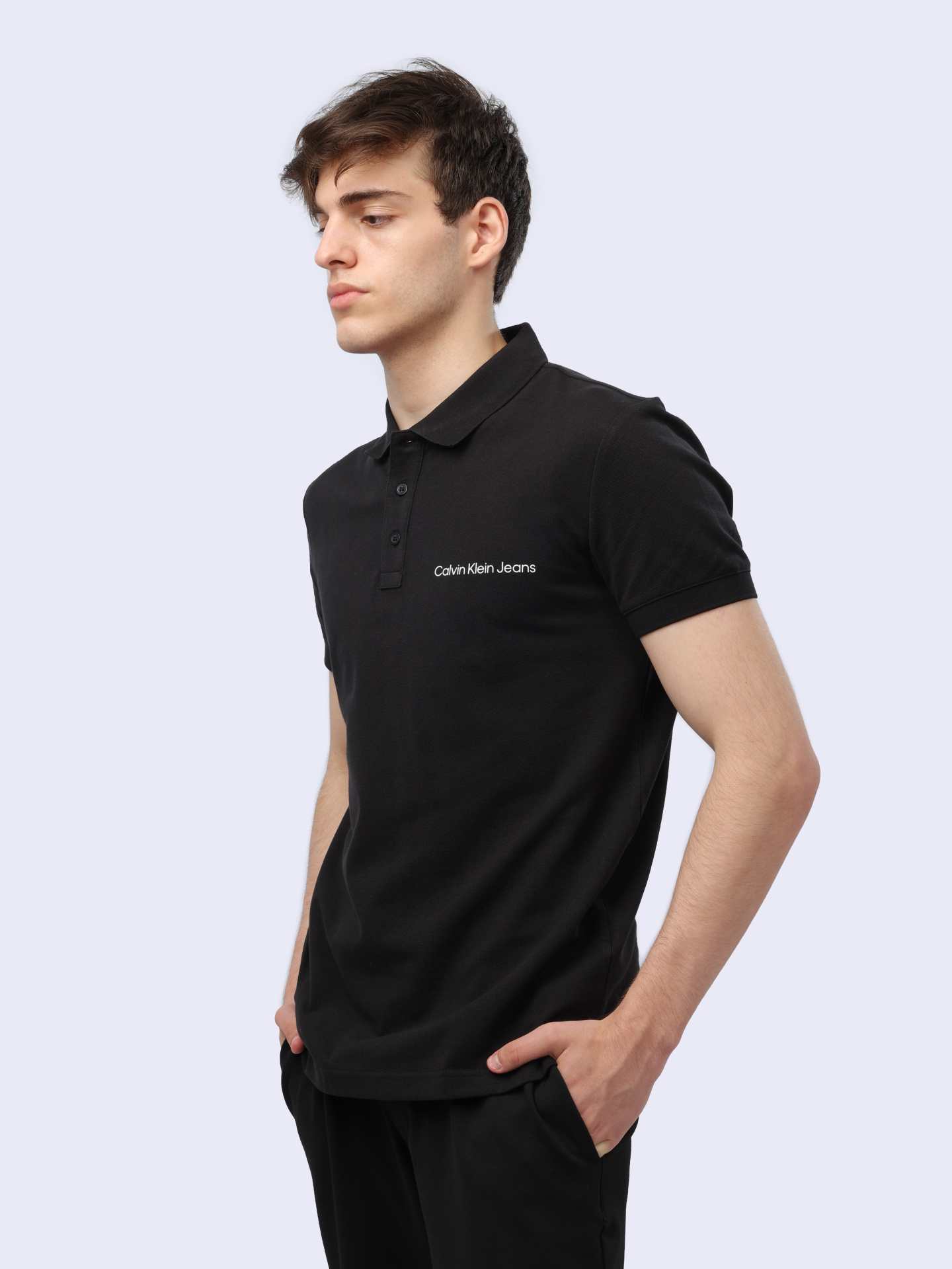 Поло Calvin Klein Jeans J30J325495 черное мужское из хлопка — купить в интернет-магазине Verdistore