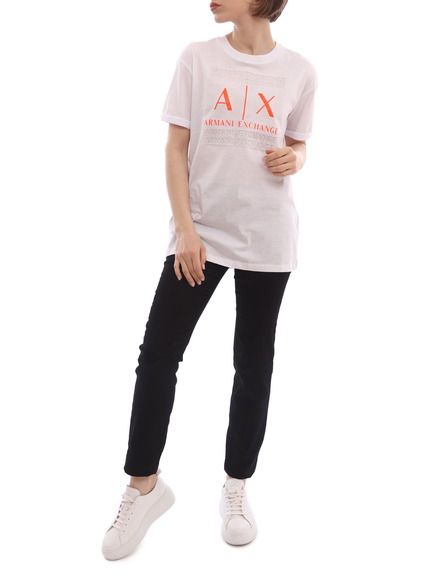 Футболка Armani Exchange 3LYTAH YJ3RZ 1000 белая женская с логотипом — купить в интернет-магазине Verdistore