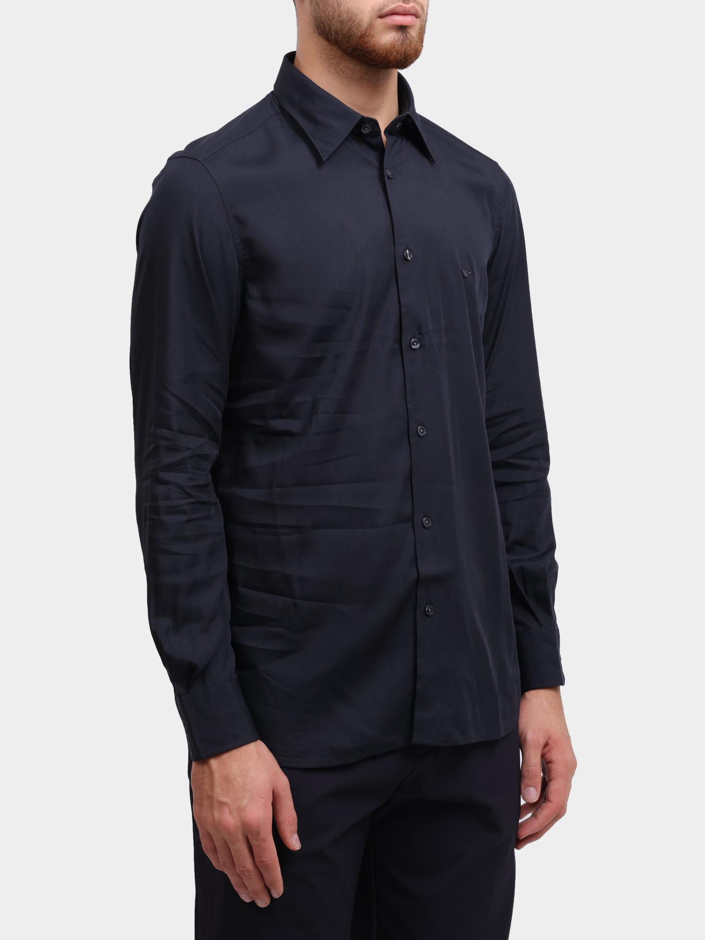 Рубашка Emporio Armani EM001537 AF14214 UB118 темно-синяя мужская — купить в интернет-магазине Verdistore