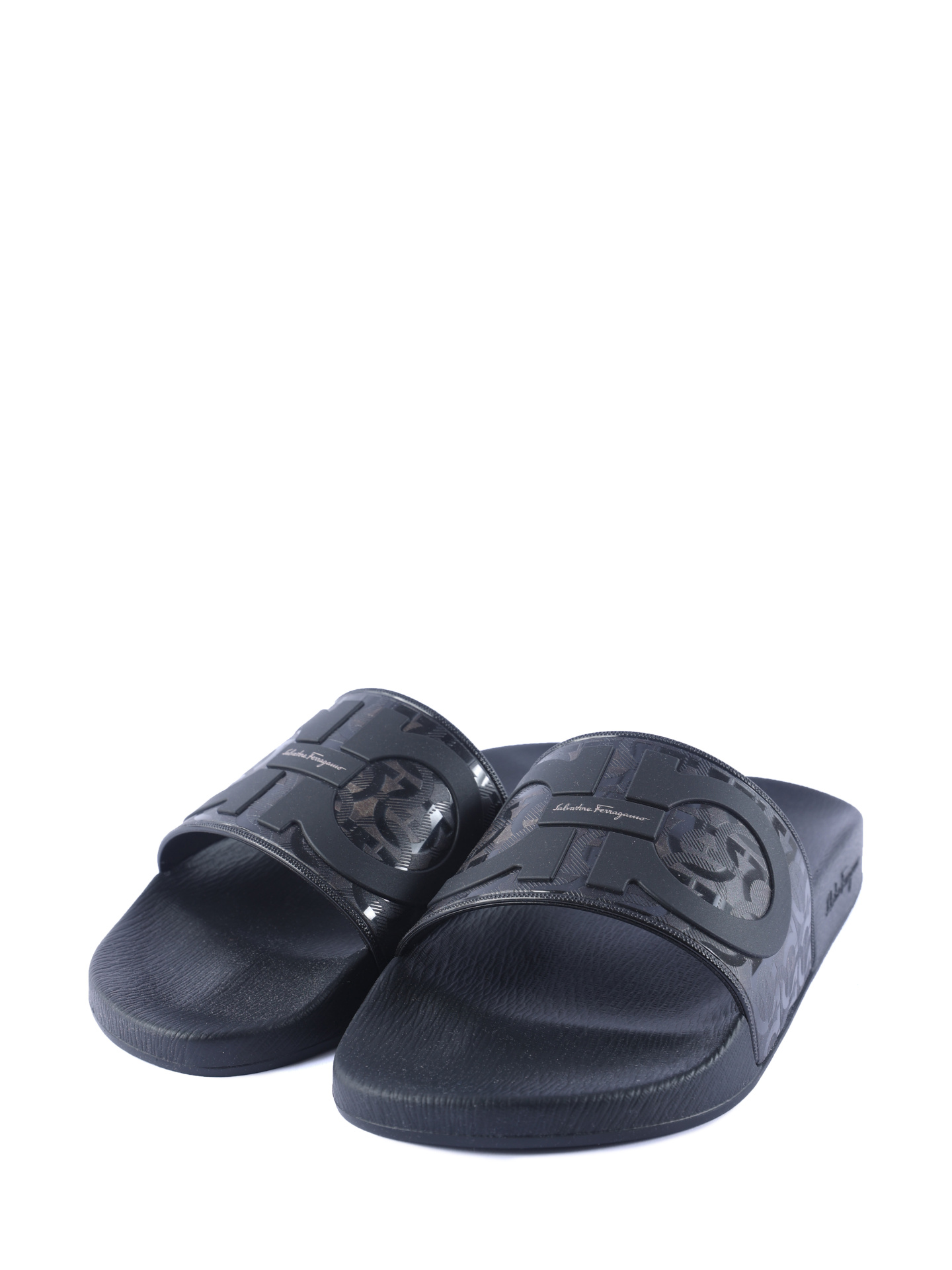 Шлепанцы Z-07507193E черные с монограммным логотипом на союзке — купить в интернет-магазине Verdistore
