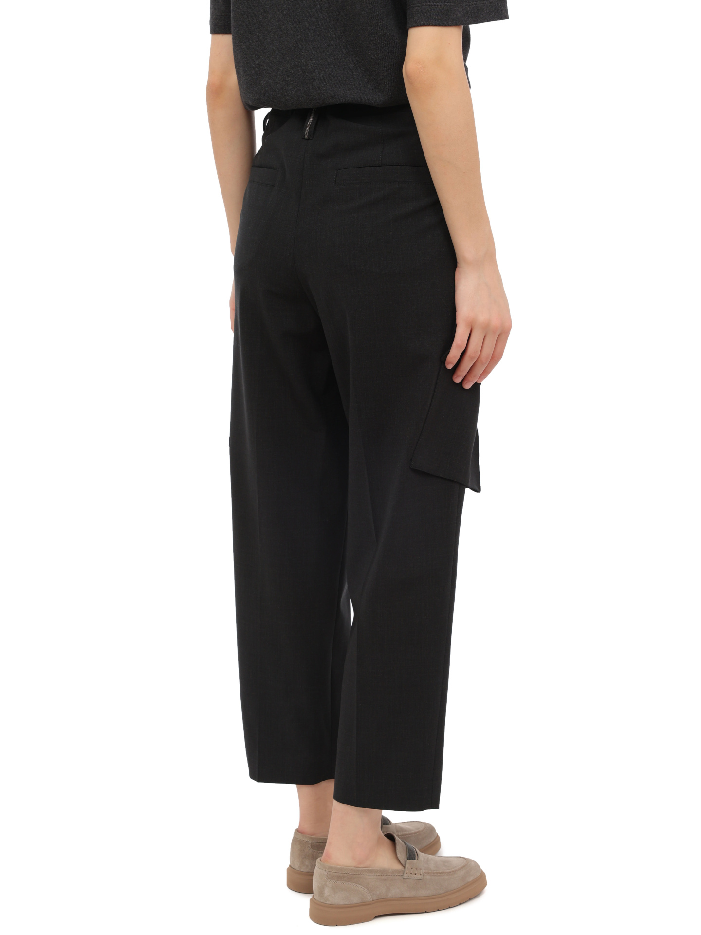 Брюки Brunello Cucinelli M0W07B1254 C2803 темно-серые женские с накладными карманами — купить в интернет-магазине Verdistore