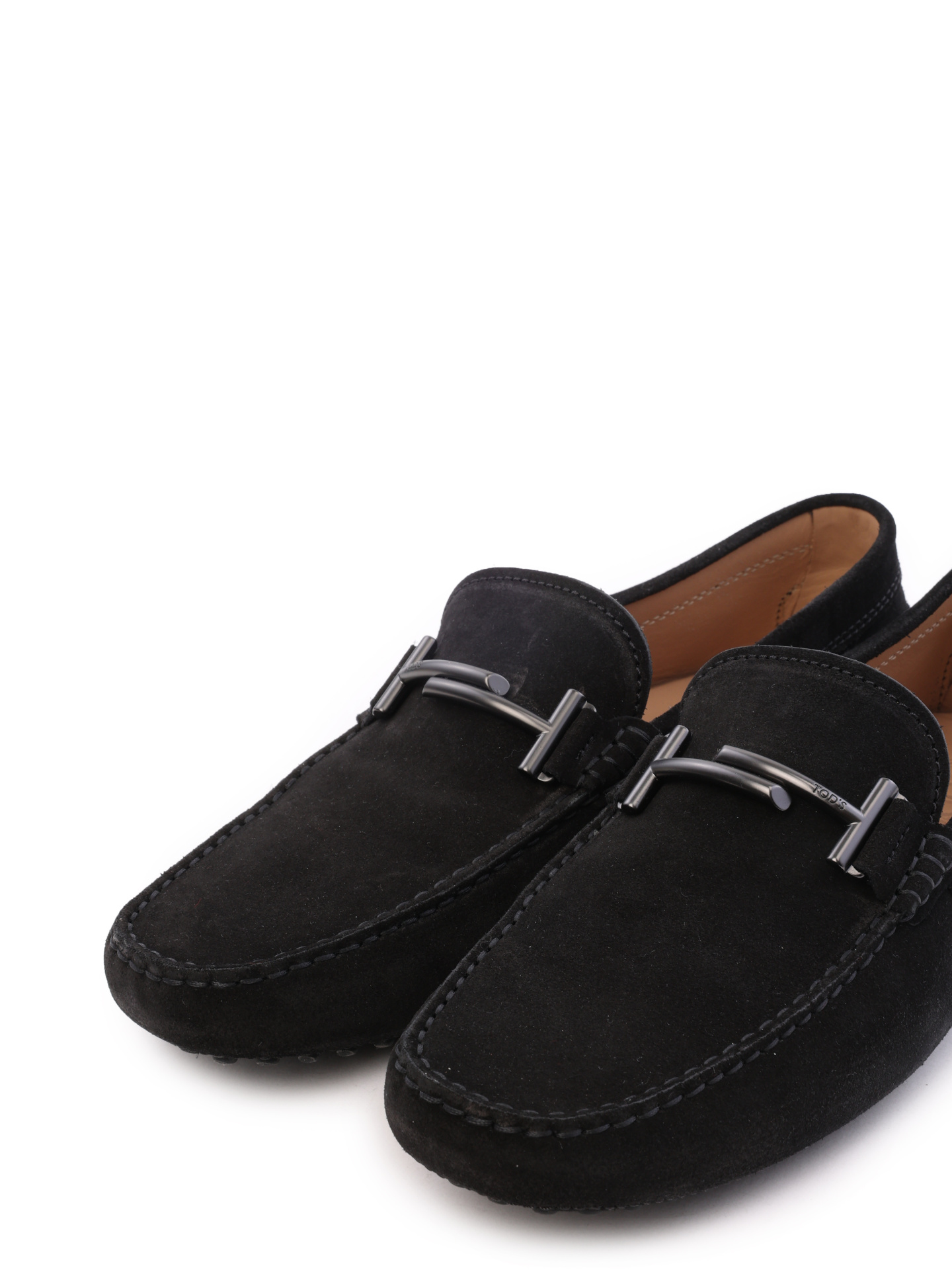 Мокасины черные замшевые с металлическим логотипом на пряжке — купить в интернет-магазине Verdistore