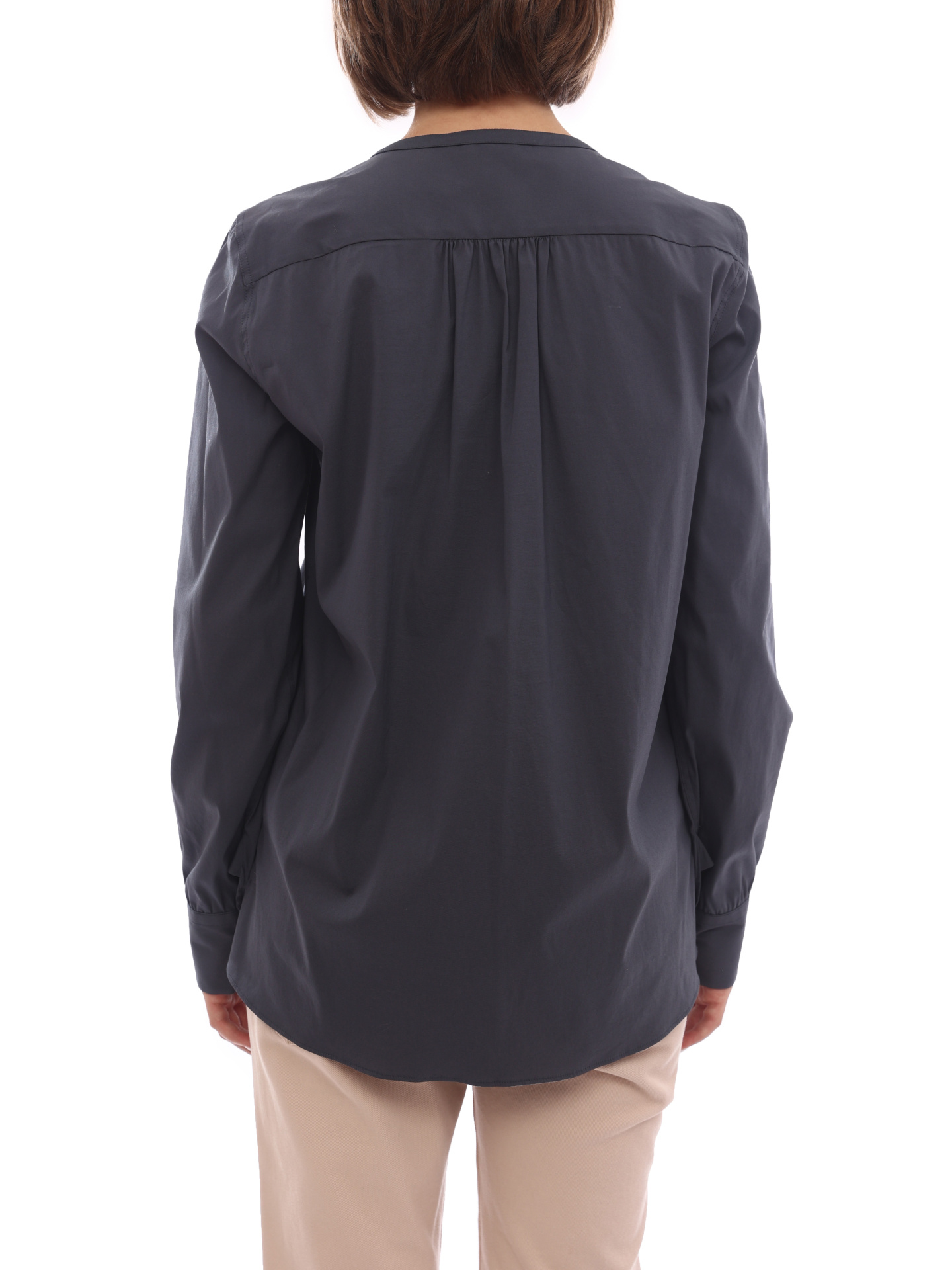 Блузка Brunello Cucinelli M009114M01 серая женская из хлопка — купить в интернет-магазине Verdistore