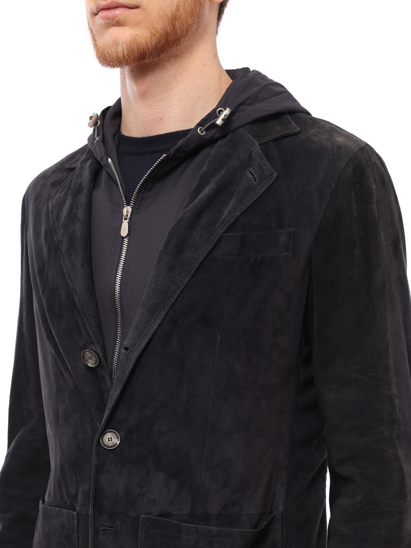 Куртка Brunello Cucinelli MPCLN1316 комбинированная мужская из замши — купить в интернет-магазине Verdistore