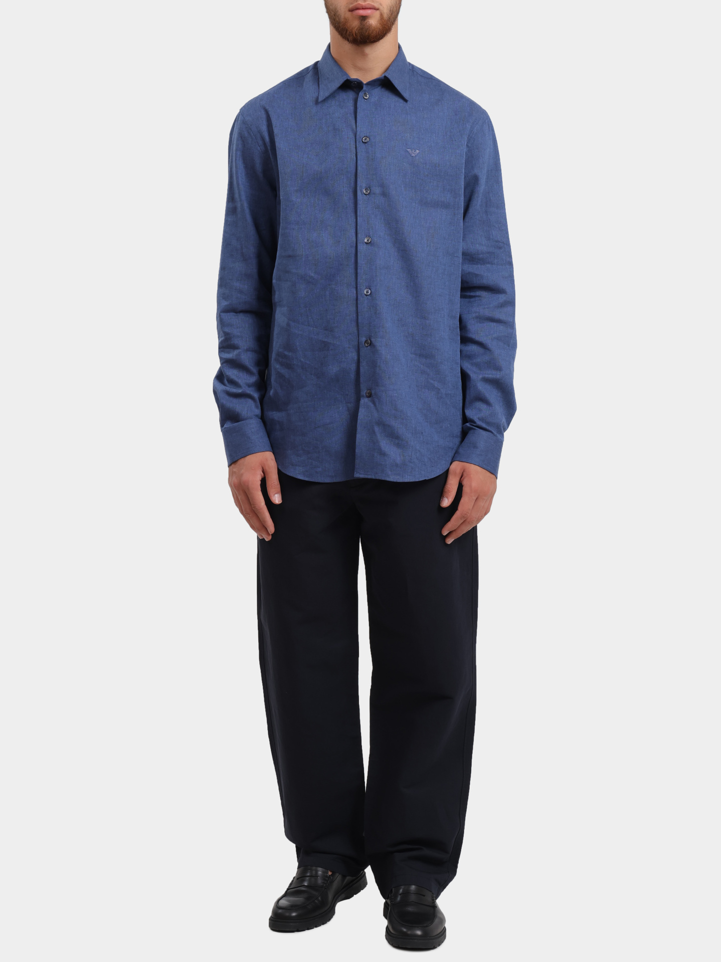 Рубашка Emporio Armani EM000099 TE14112 OB006 синяя мужская — купить в интернет-магазине Verdistore