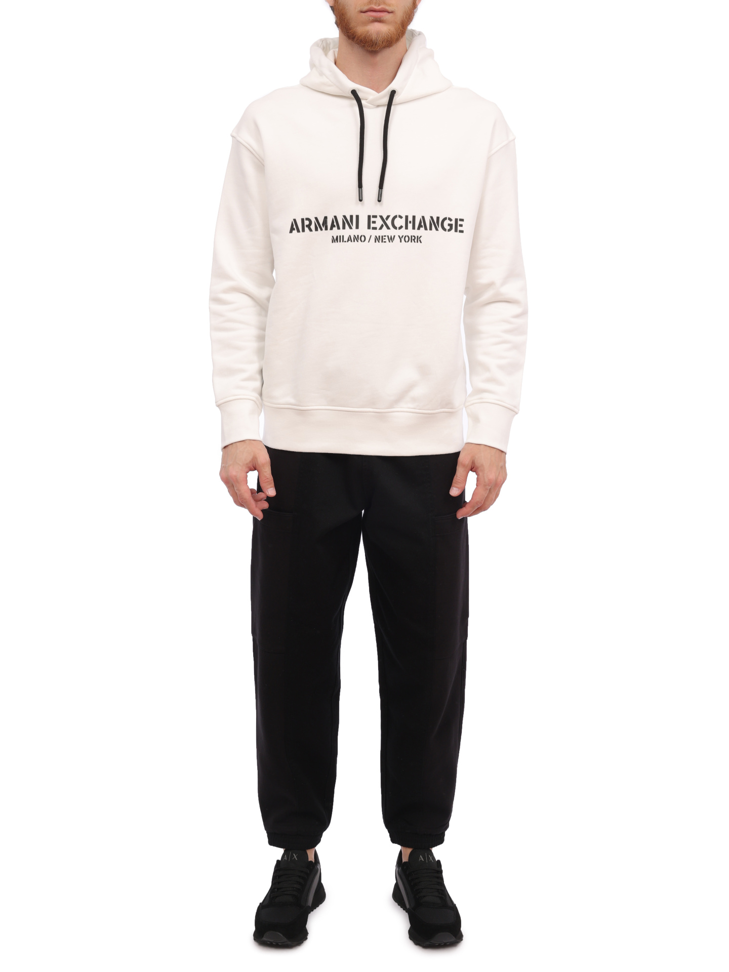 Худи Armani Exchange 6RZMLE ZJ4XZ 1116 белое мужское с логотипом — купить в интернет-магазине Verdistore