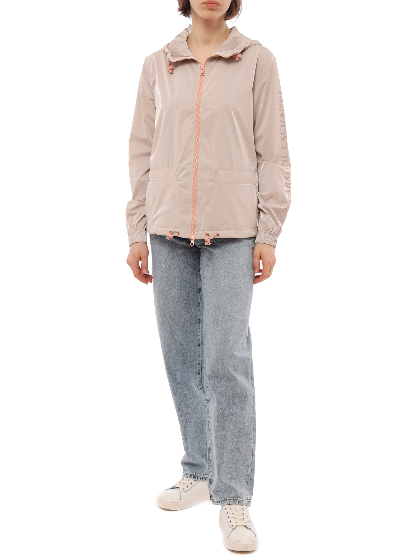 картинка Ветровка Armani Exchange 3RYB09 YN4GZ 71AG бежевая женская с капюшоном от магазина Verdistore