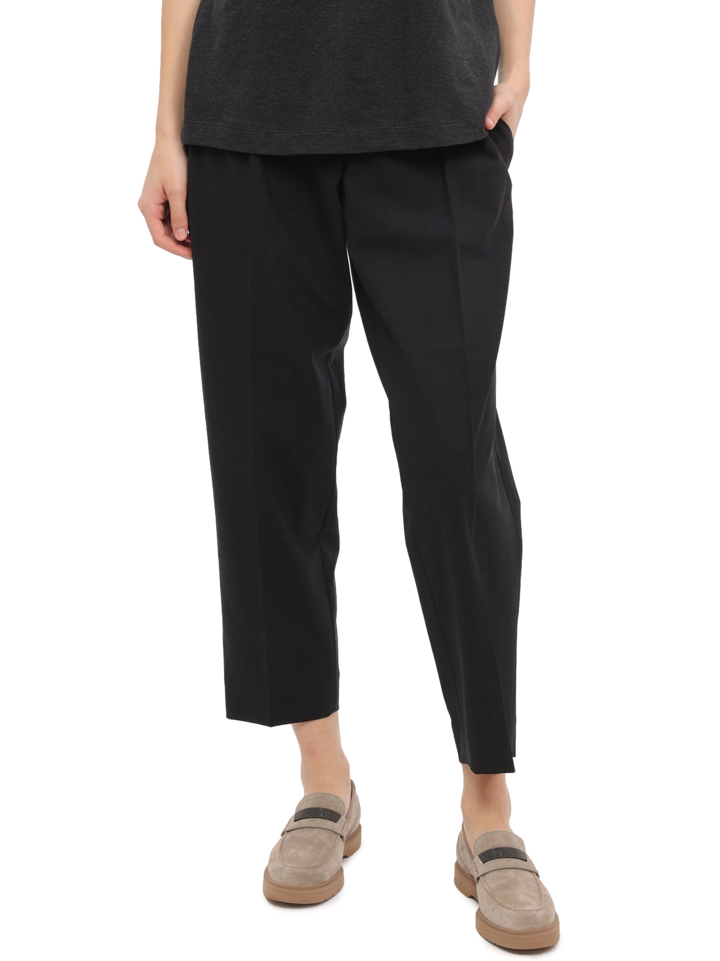 Брюки Brunello Cucinelli M0W08B1219 C2803 шерстяные женские с защипами — купить в интернет-магазине Verdistore