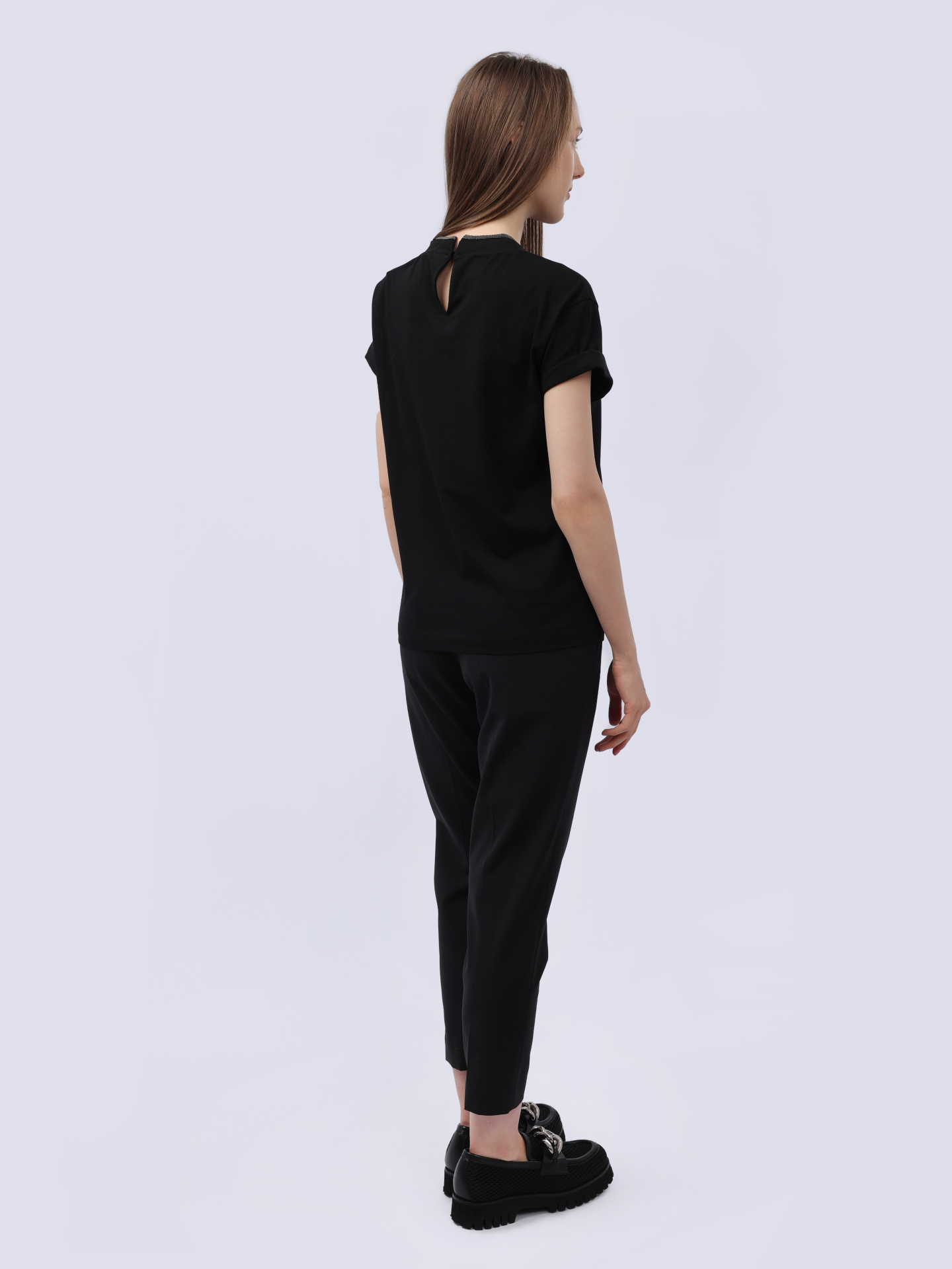 Футболка Brunello Cucinelli M0T18BD200 C101 черная женская из хлопка — купить в интернет-магазине Verdistore