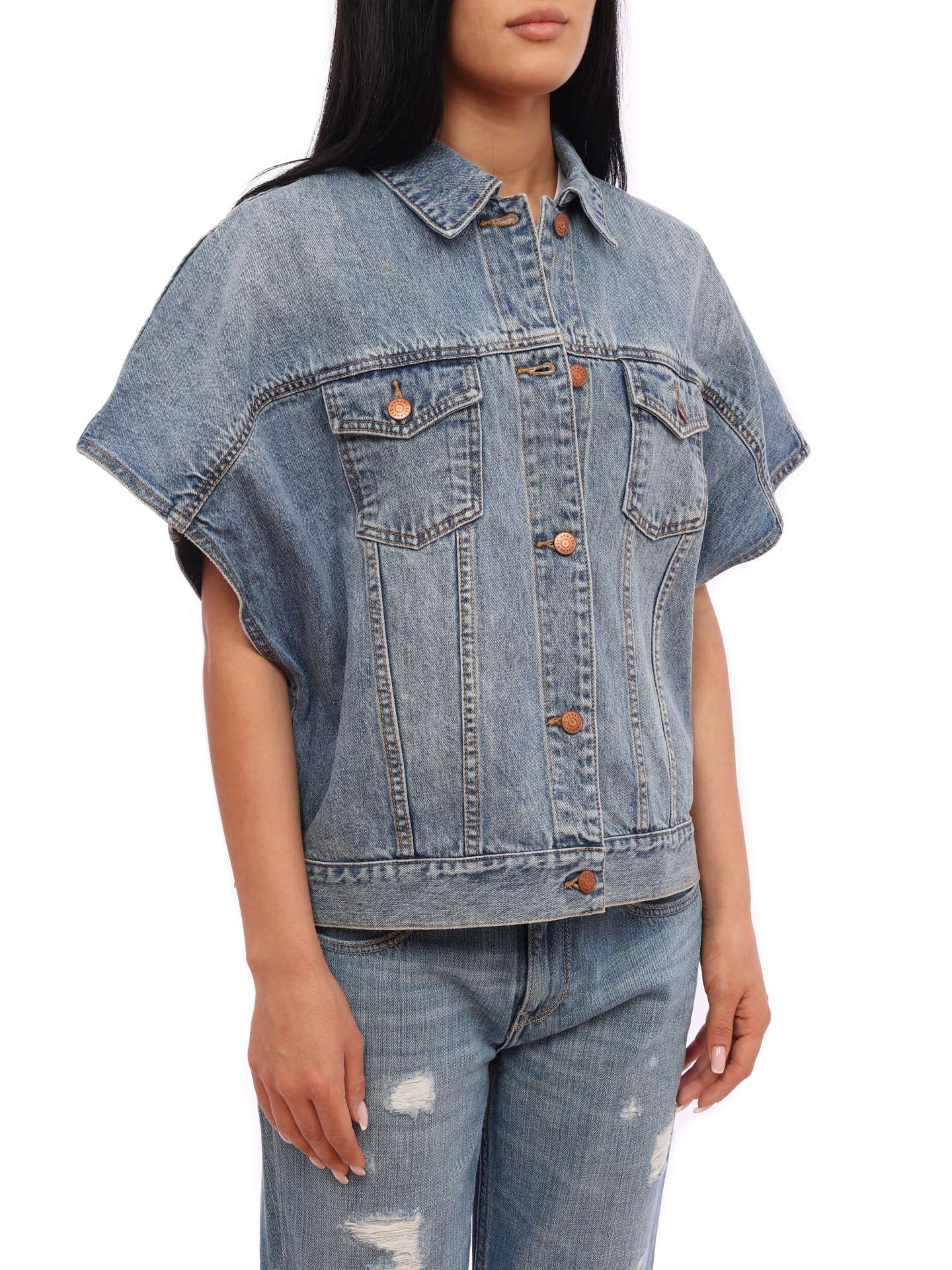 картинка Куртка Armani Exchange 3LYB51 Y1VFZ 1500 джинсовая женская с короткими рукавами от магазина Verdistore