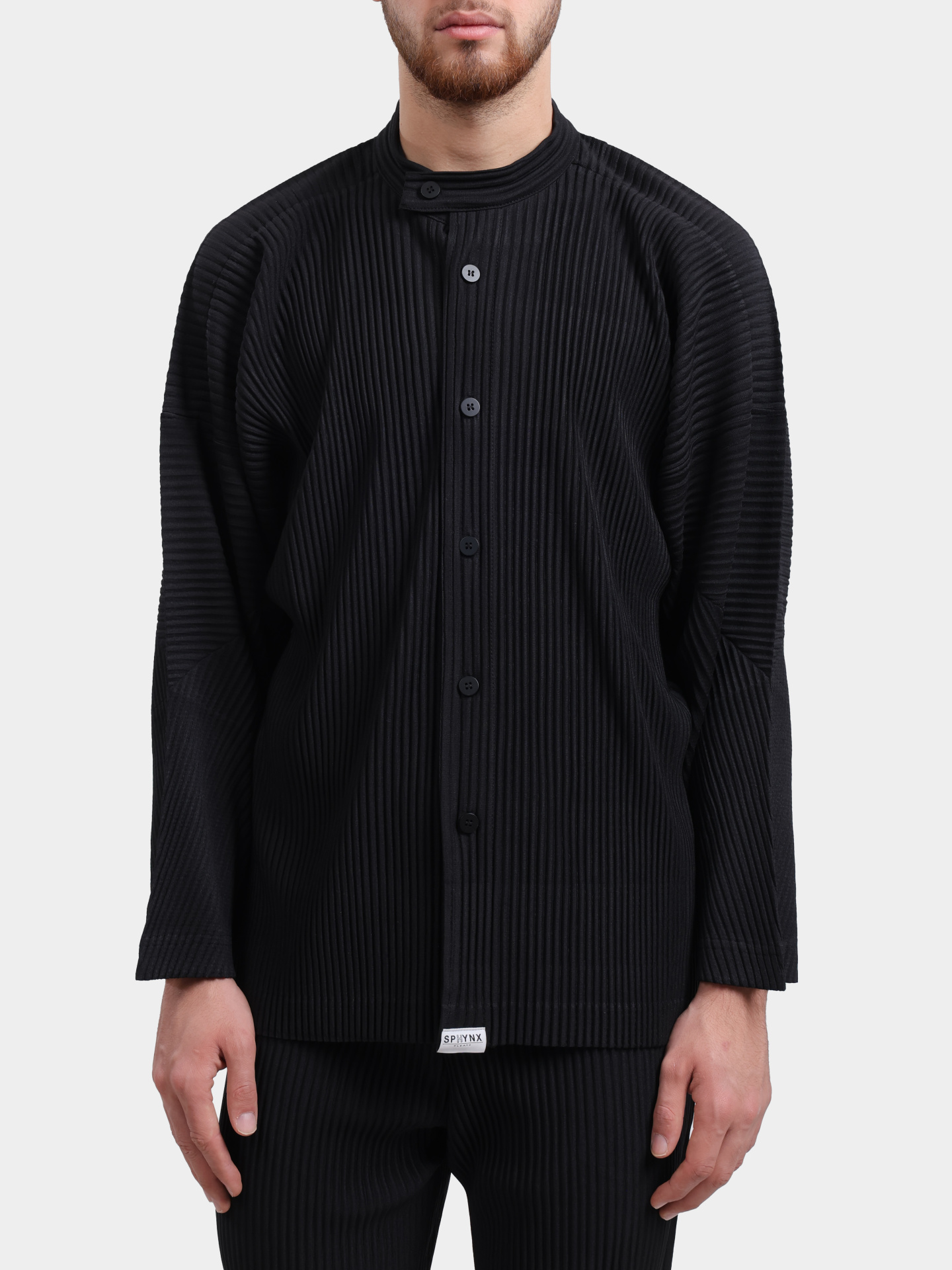 Рубашка Sphynx pleats 6432-1 мужская черная с плиссированной текстурой — купить в интернет-магазине Verdistore