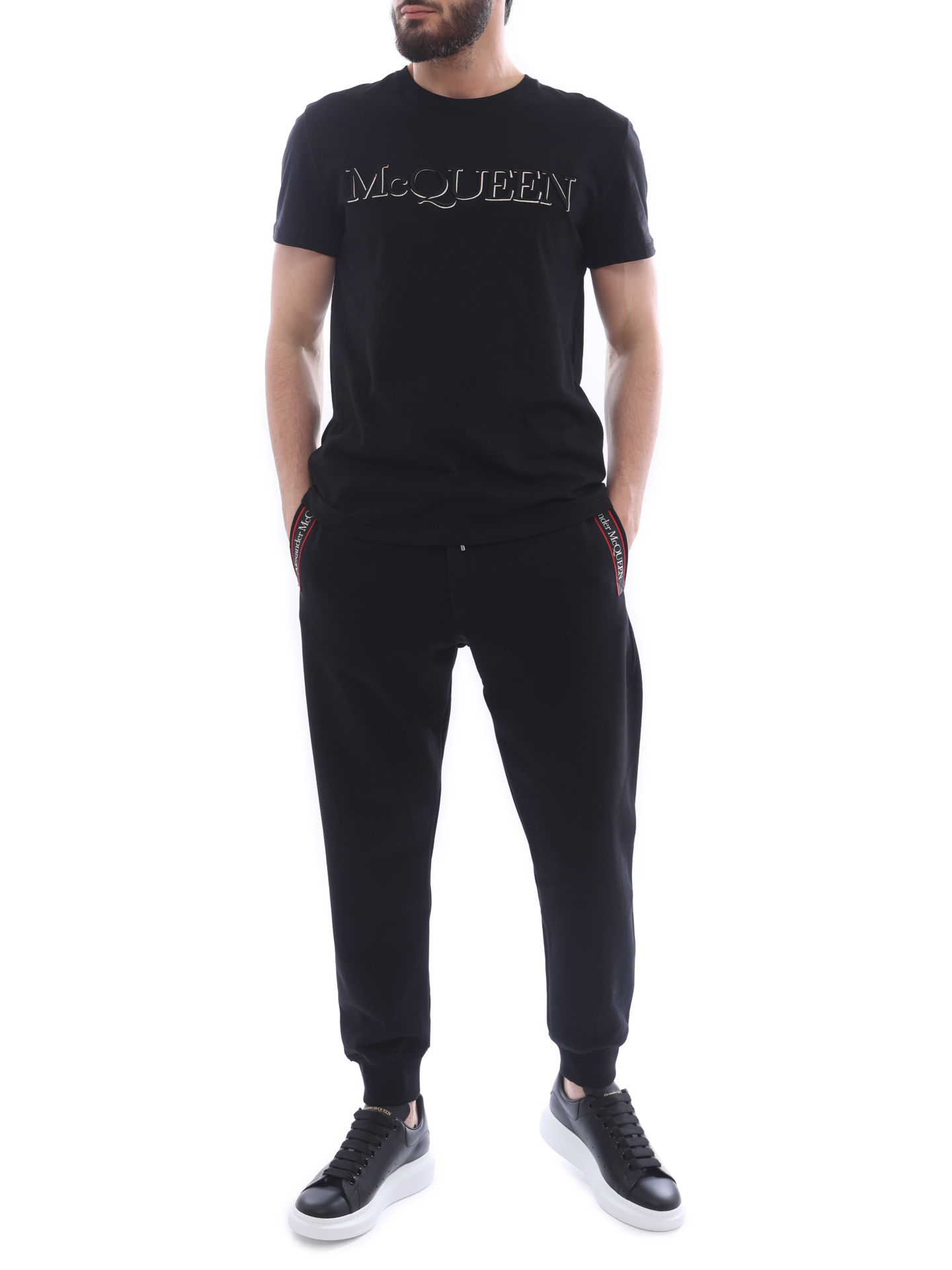 Футболка Alexander McQueen 649876 QRZ56 0901 черная мужская — купить в интернет-магазине Verdistore