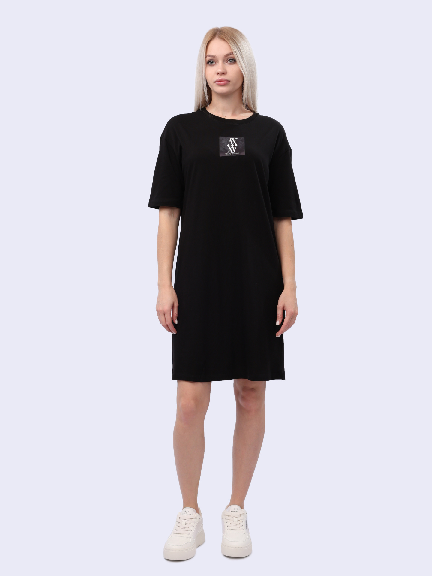 Платье Armani Exchange 6DYA79 YJ3RZ 1200 черное женское с логотипом — купить в интернет-магазине Verdistore