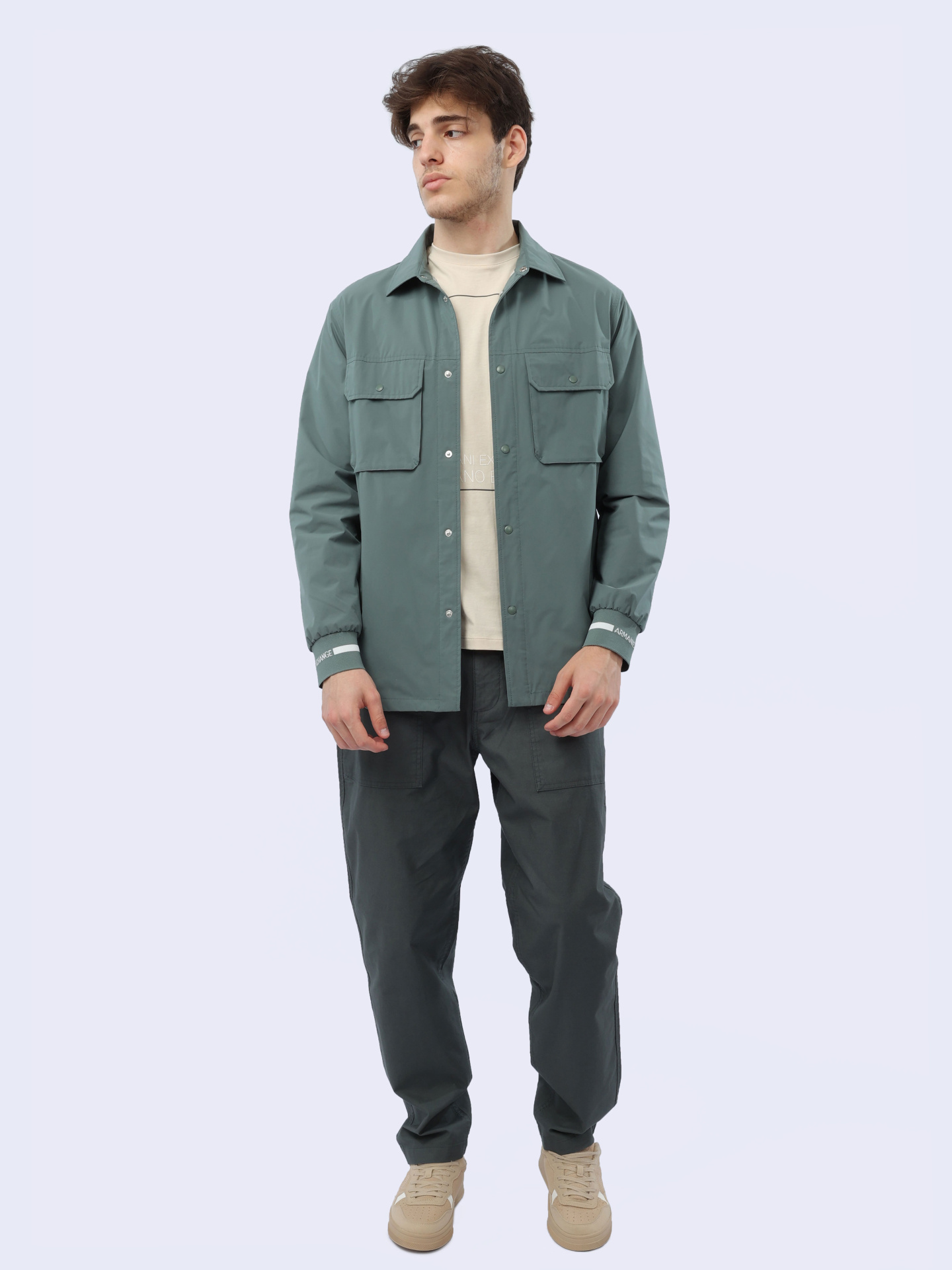 Рубашка Armani Exchange 3DZCL7 ZN3FZ 1888 светло-зеленая мужская на кнопках — купить в интернет-магазине Verdistore