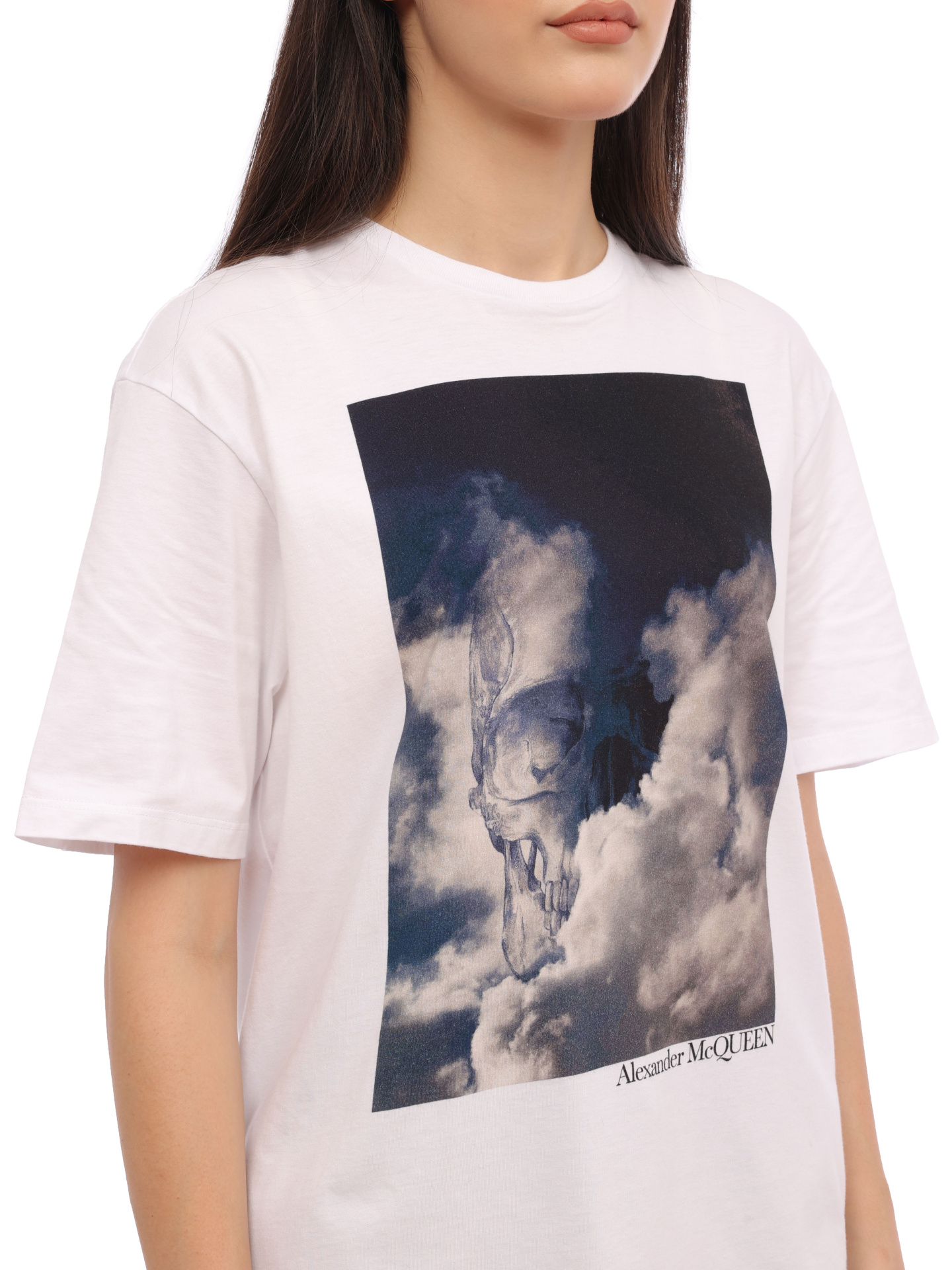 Футболка Alexander McQueen 701325 QZAFU 0900 белая женская — купить в интернет-магазине Verdistore