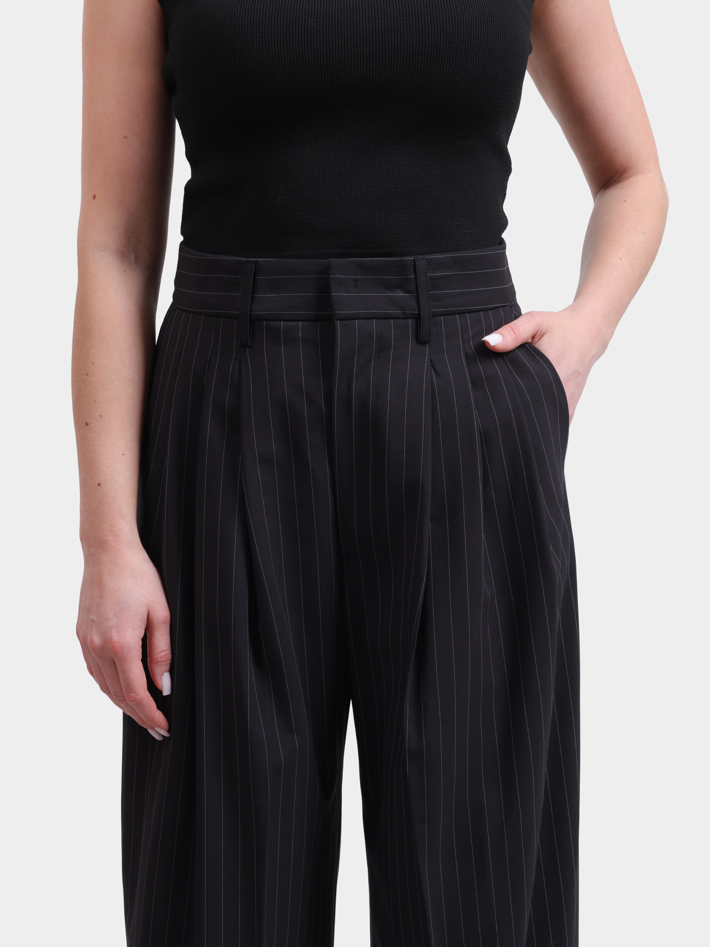 Брюки MEIMEIJ T02 G5891 черные женские в полоску — купить в интернет-магазине Verdistore