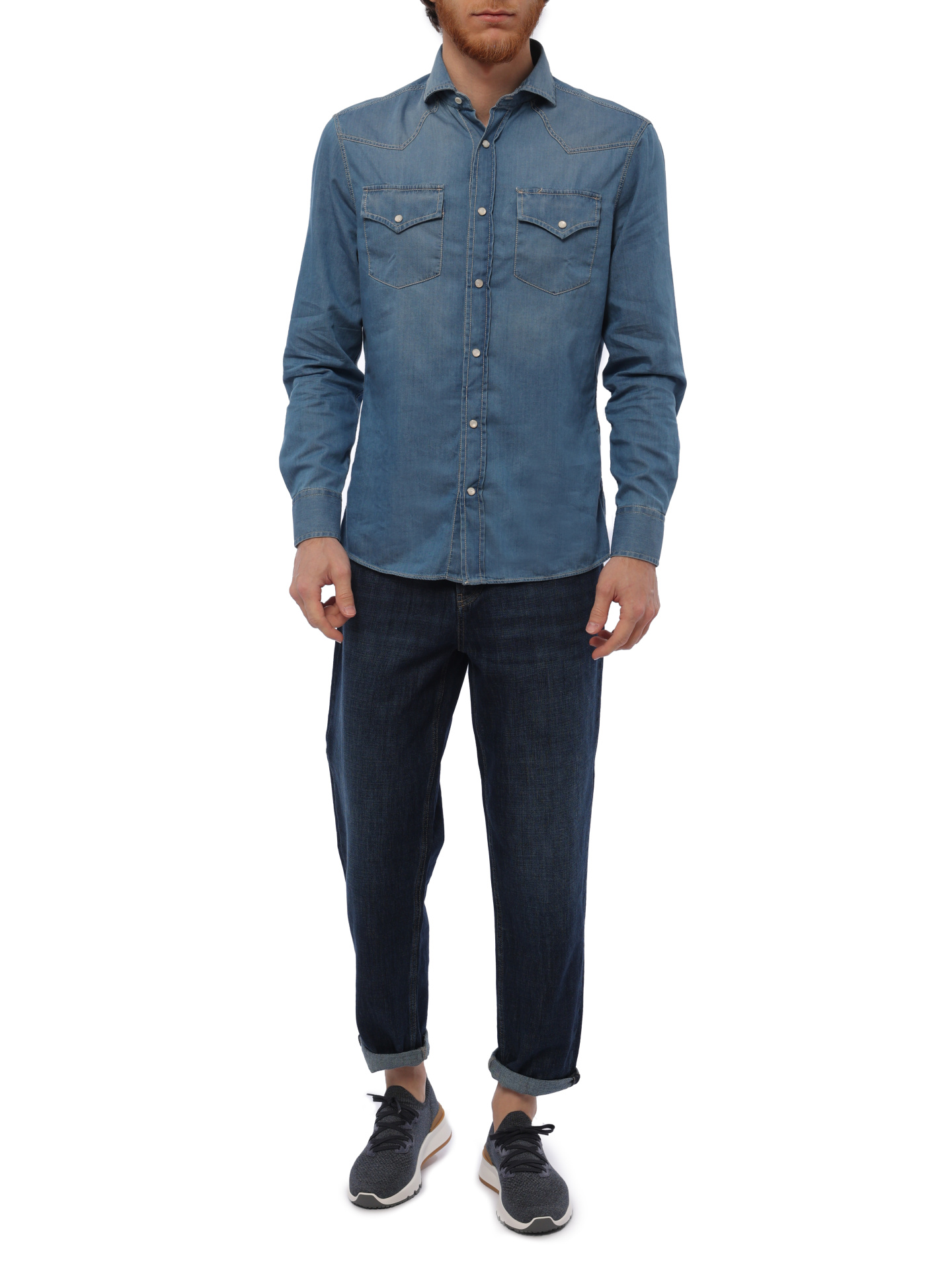 Рубашка Brunello Cucinelli MR683B2036 СOM47 джинсовая мужская — купить в интернет-магазине Verdistore