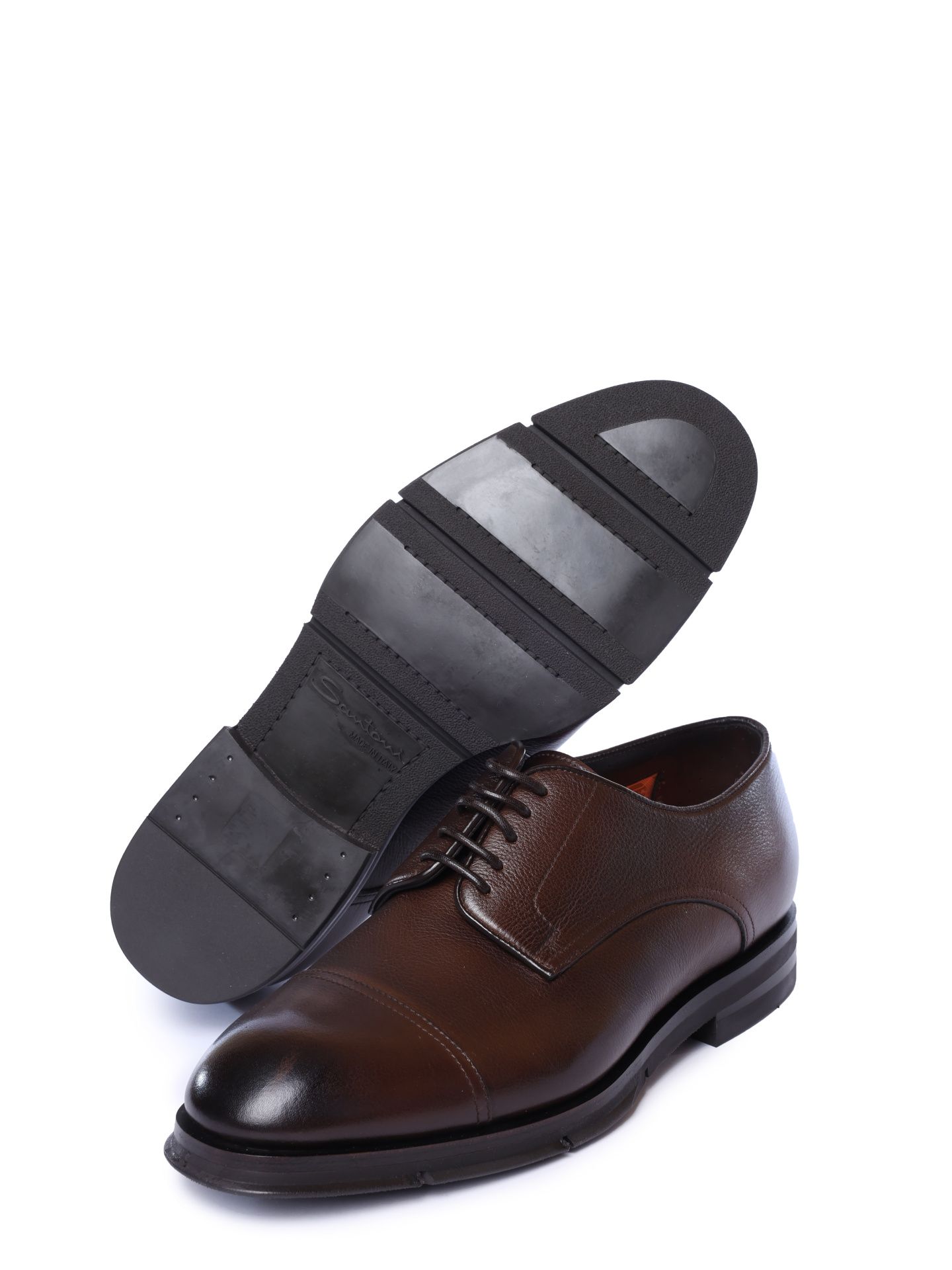 Дерби коричневые из гладкой кожи с каблуком и приподнятым носком — купить в интернет-магазине Verdistore