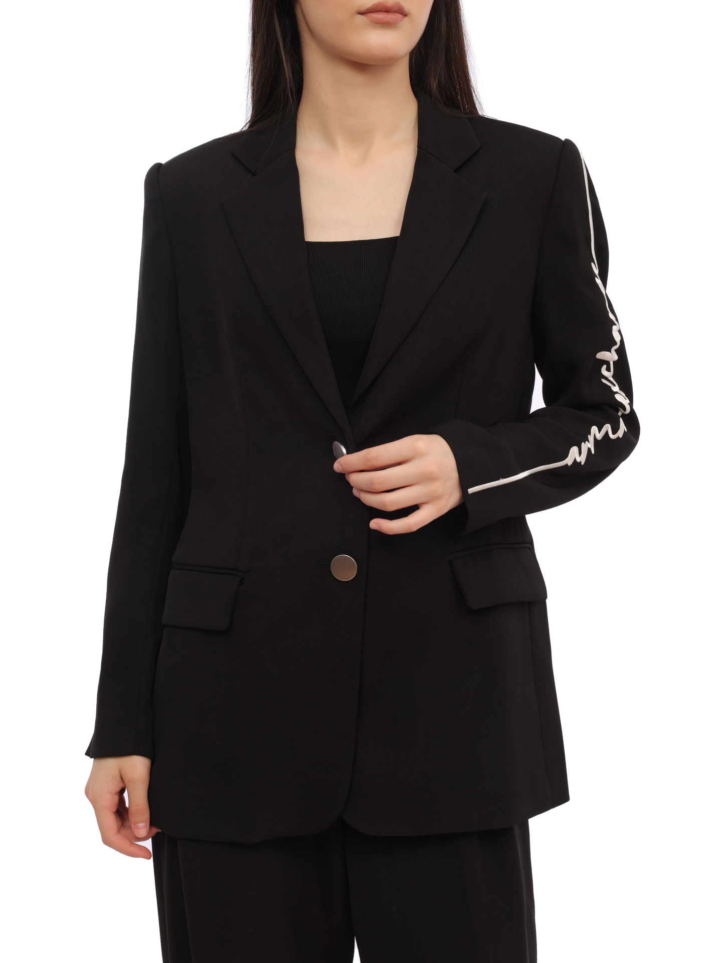 Жакет Armani Exchange 6RYG05 YN4LZ 1200 черный женский с логотипом — купить в интернет-магазине Verdistore