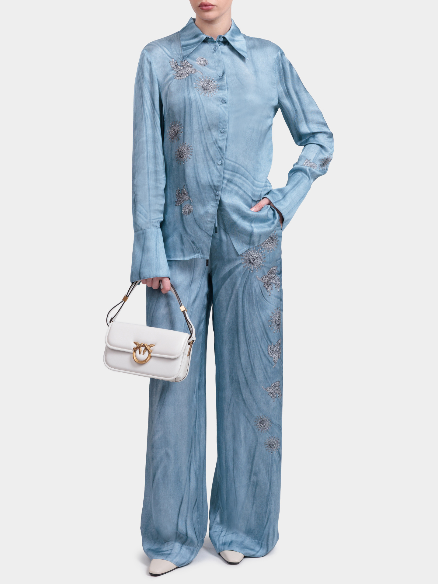Блуза Pinko 106211 A37N F15 голубая женская из вискозы — купить в интернет-магазине Verdistore