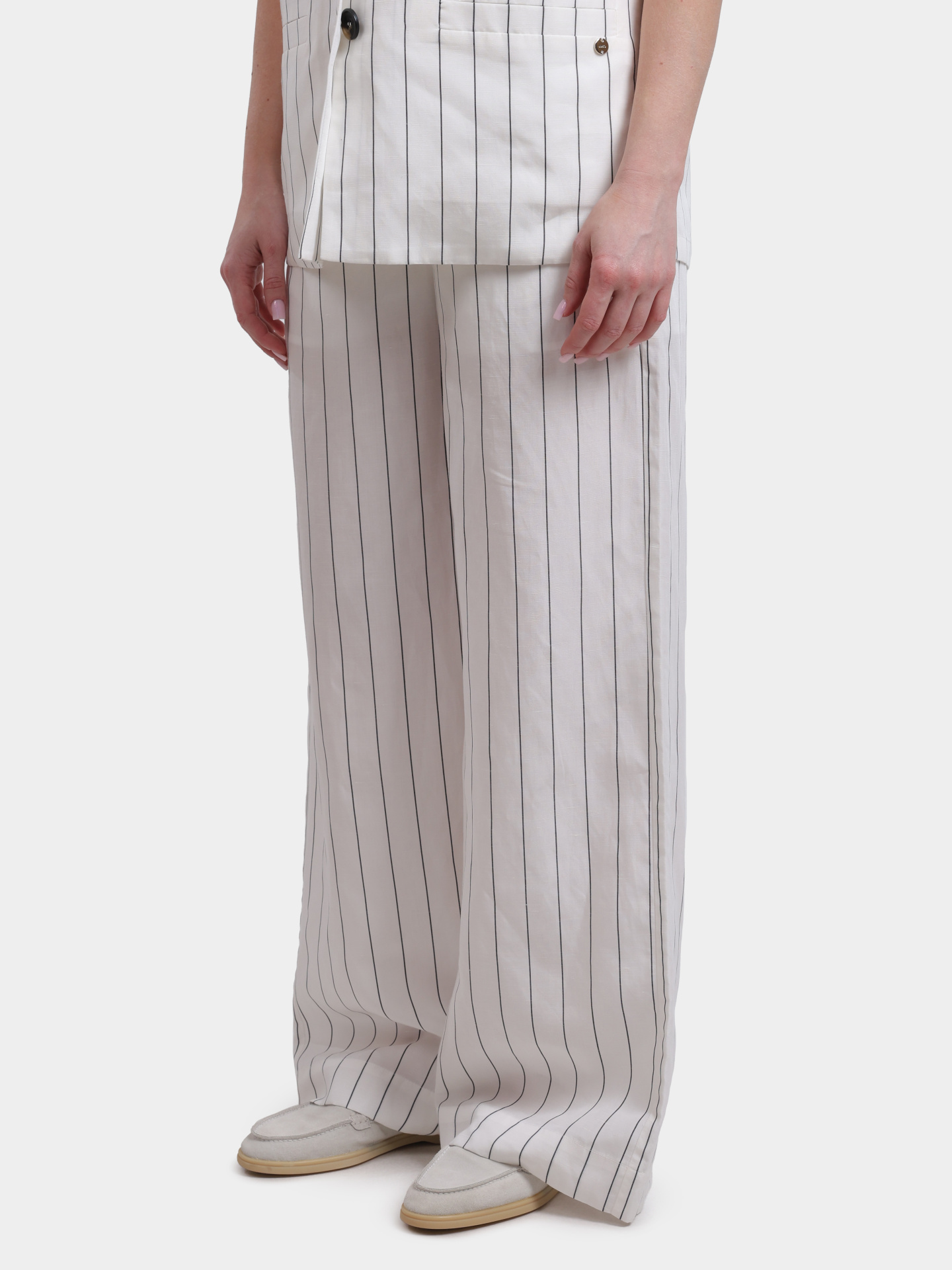 Брюки Liu-Jo WHITE LABEL WA6368 T4818 03Q45 белые женские с принтом в полоску — купить в интернет-магазине Verdistore