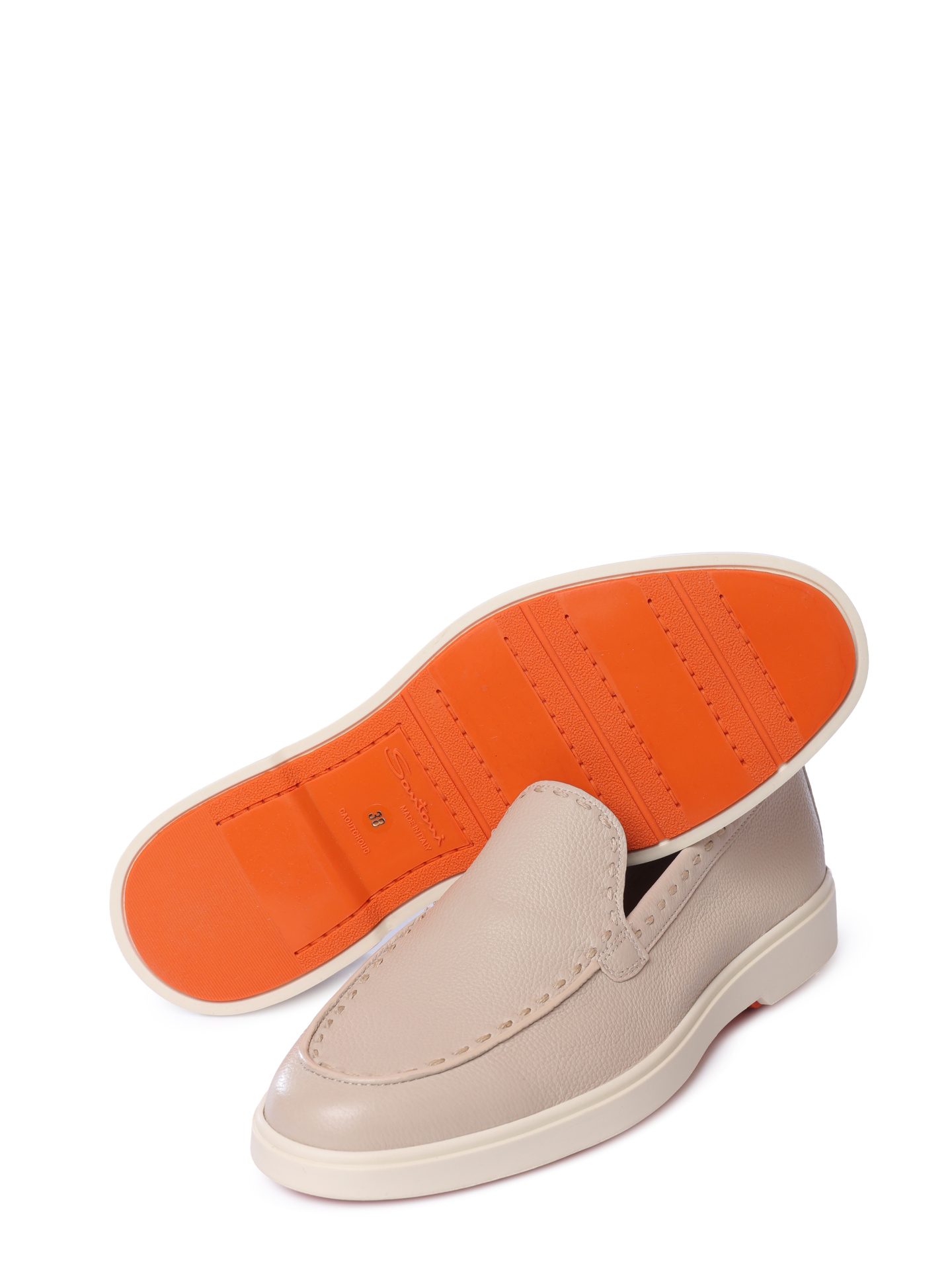 Лоферы Santoni WUYG71436TISSWKAP10 молочные женские из кожи — купить в интернет-магазине Verdistore