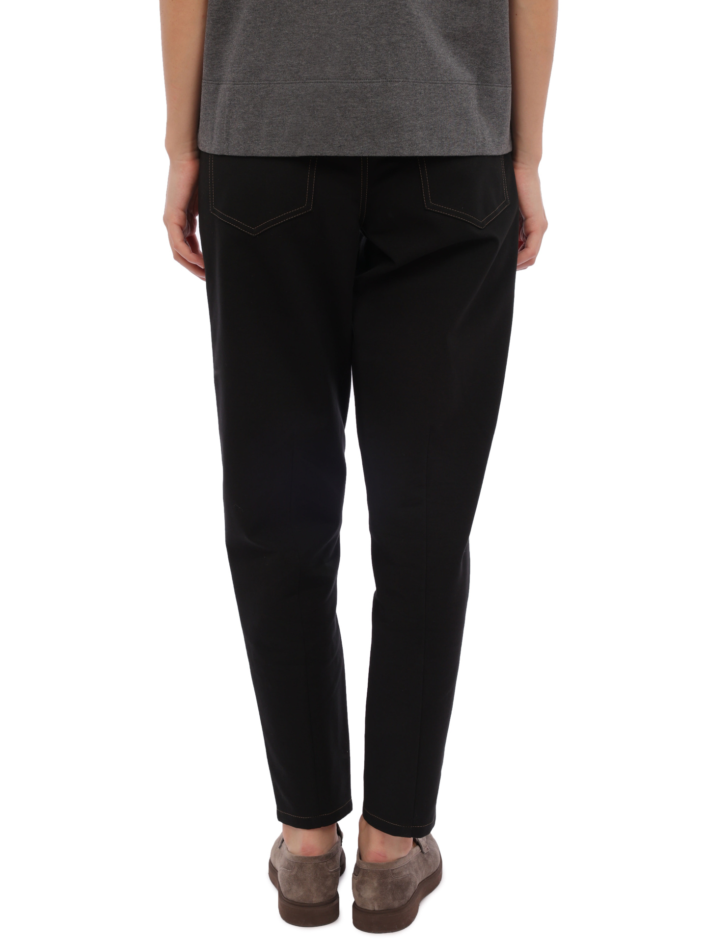 Брюки Brunello Cucinelli M0R24B1025 C101 черные женские из хлопка — купить в интернет-магазине Verdistore