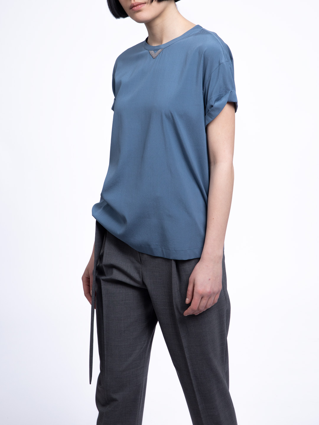 Топ Brunello Cucinelli MH910B3010 серо-голубой женский — купить в интернет-магазине Verdistore