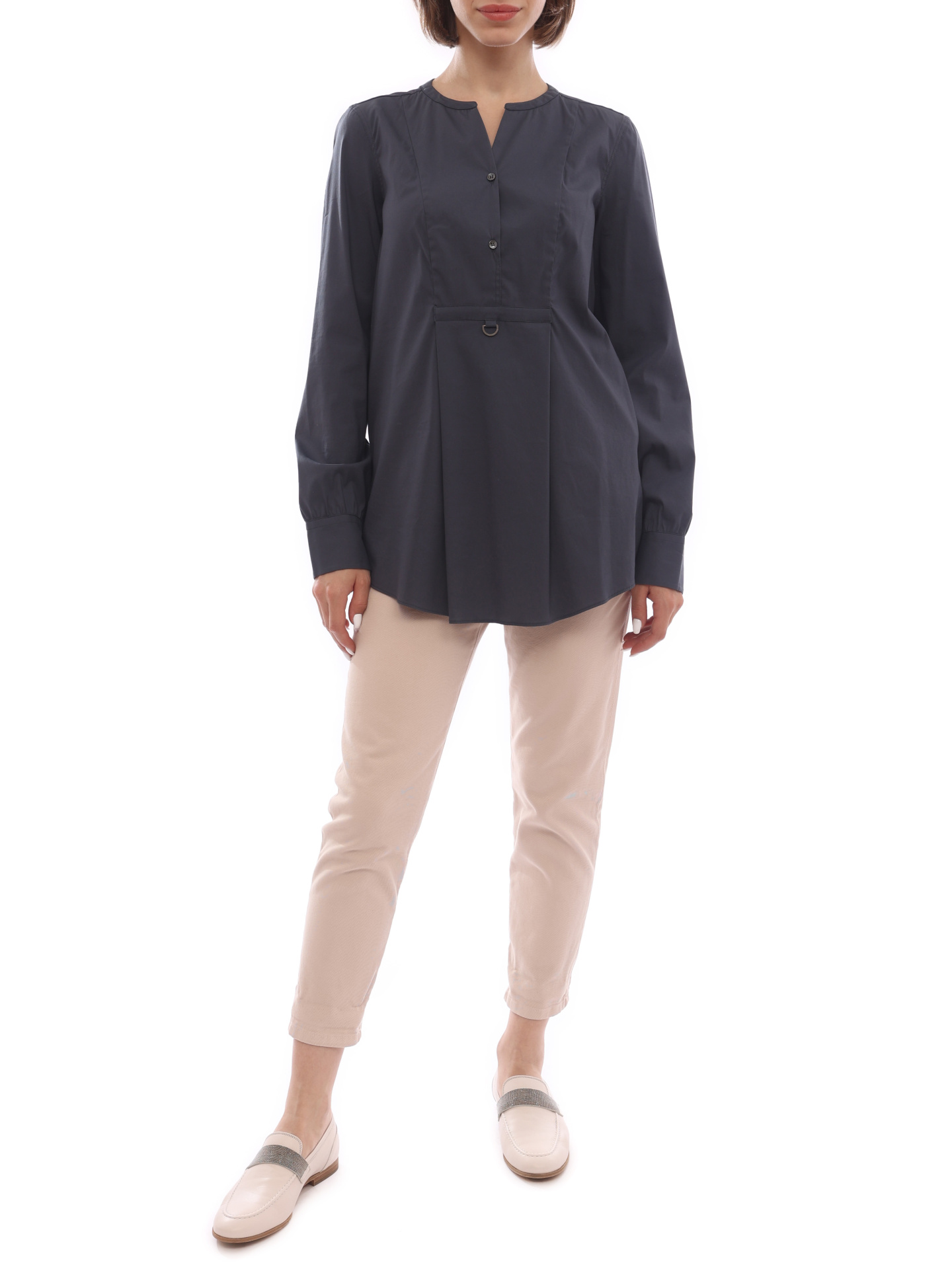 Блузка Brunello Cucinelli M009114M01 серая женская из хлопка — купить в интернет-магазине Verdistore