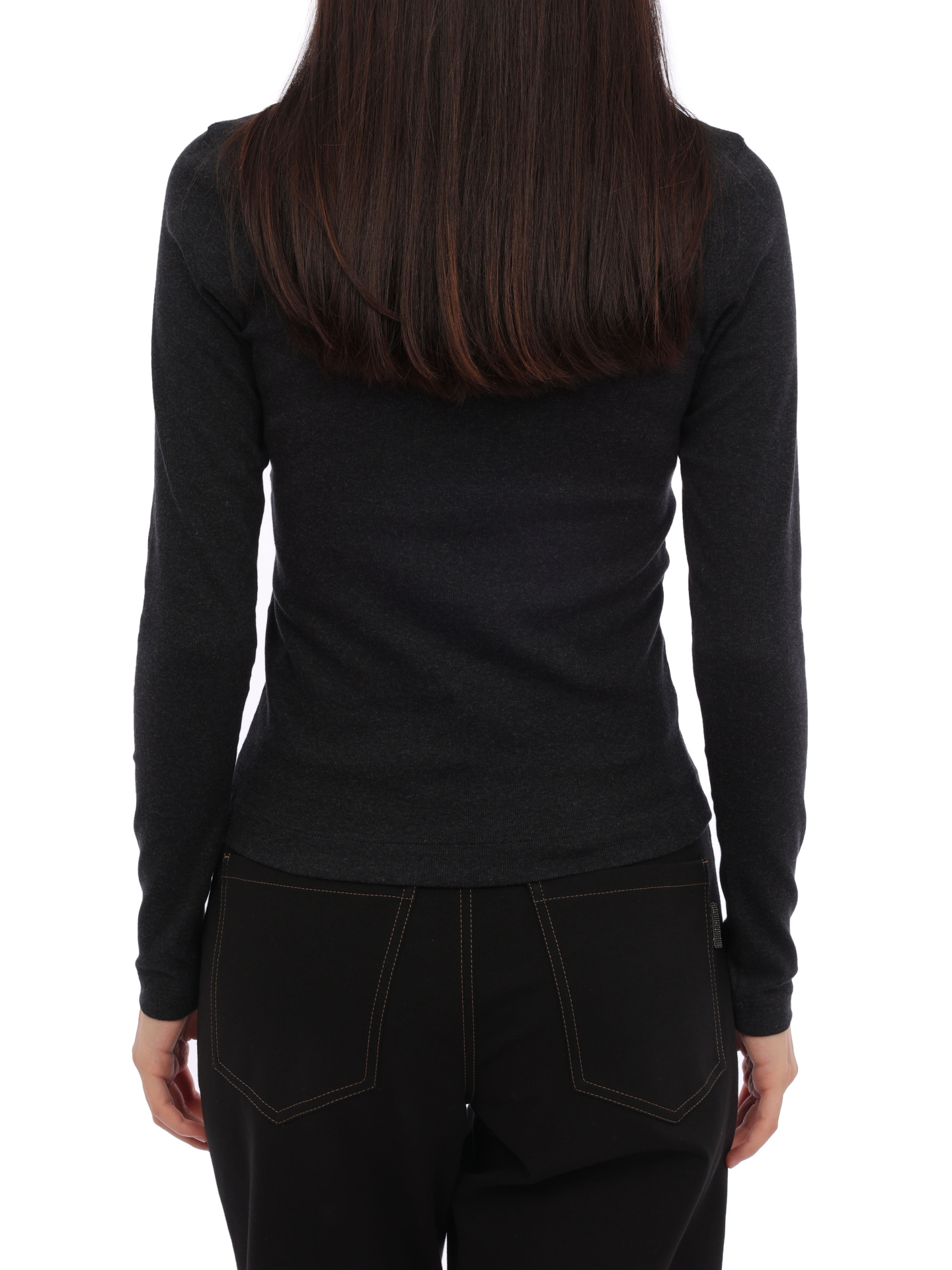 Джемпер Brunello Cucinelli M0TC8EL682 C055 темно-серый женский с V-вырезом — купить в интернет-магазине Verdistore