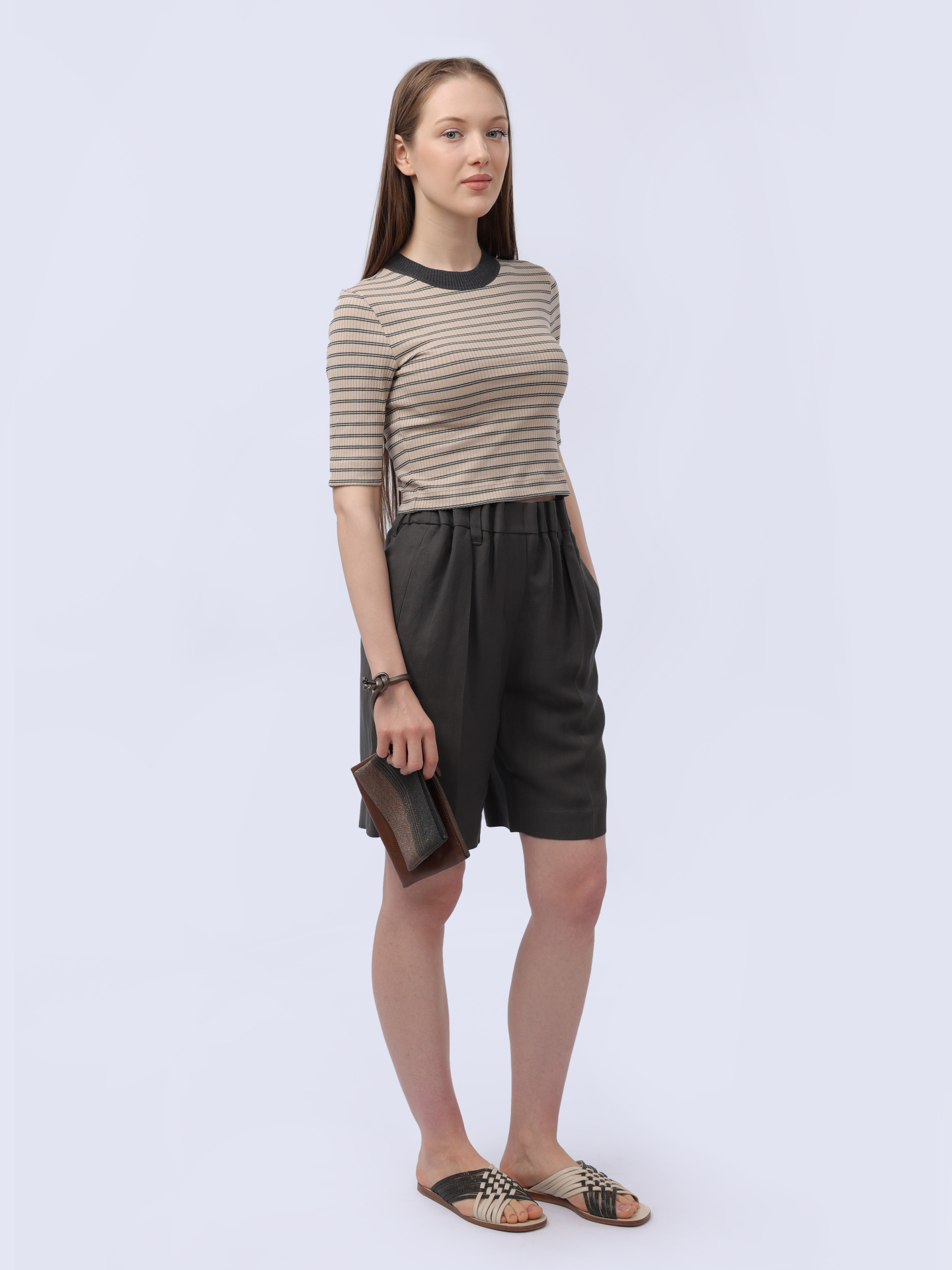 Топ Brunello Cucinelli ML933EH620 C839 хлопковый женский в полоску — купить в интернет-магазине Verdistore