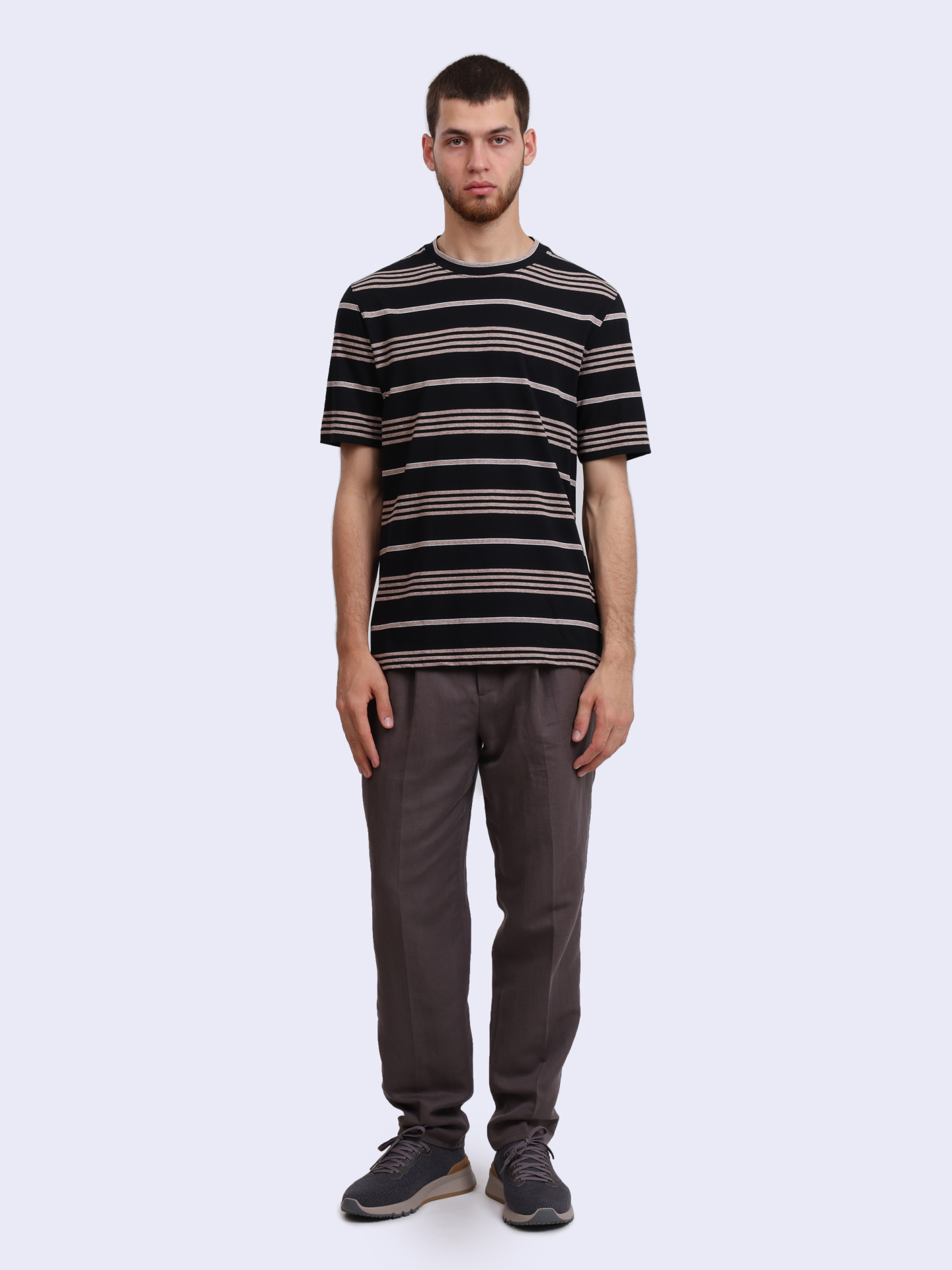 Футболка Brunello Cucinelli MW8401308 C006 хлопковая мужская в полоску — купить в интернет-магазине Verdistore