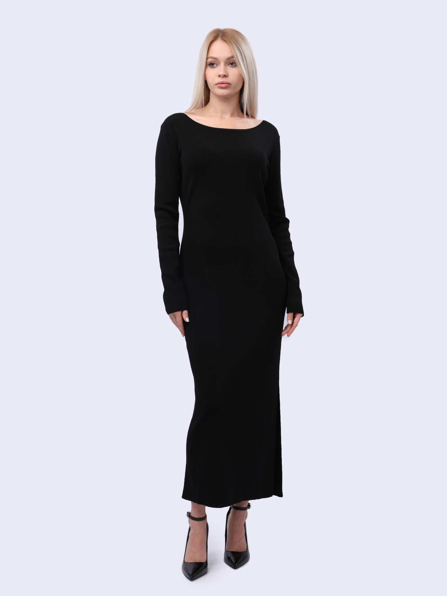 Платье Armani Exchange XW000049 AF10352 UC001 черное женское с вырезом — купить в интернет-магазине Verdistore