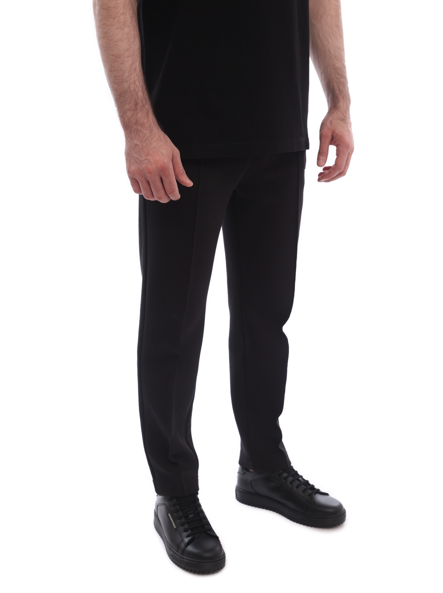 Брюки из легкого хлопкового материала прямого кроя черные со стрелками — купить в интернет-магазине Verdistore