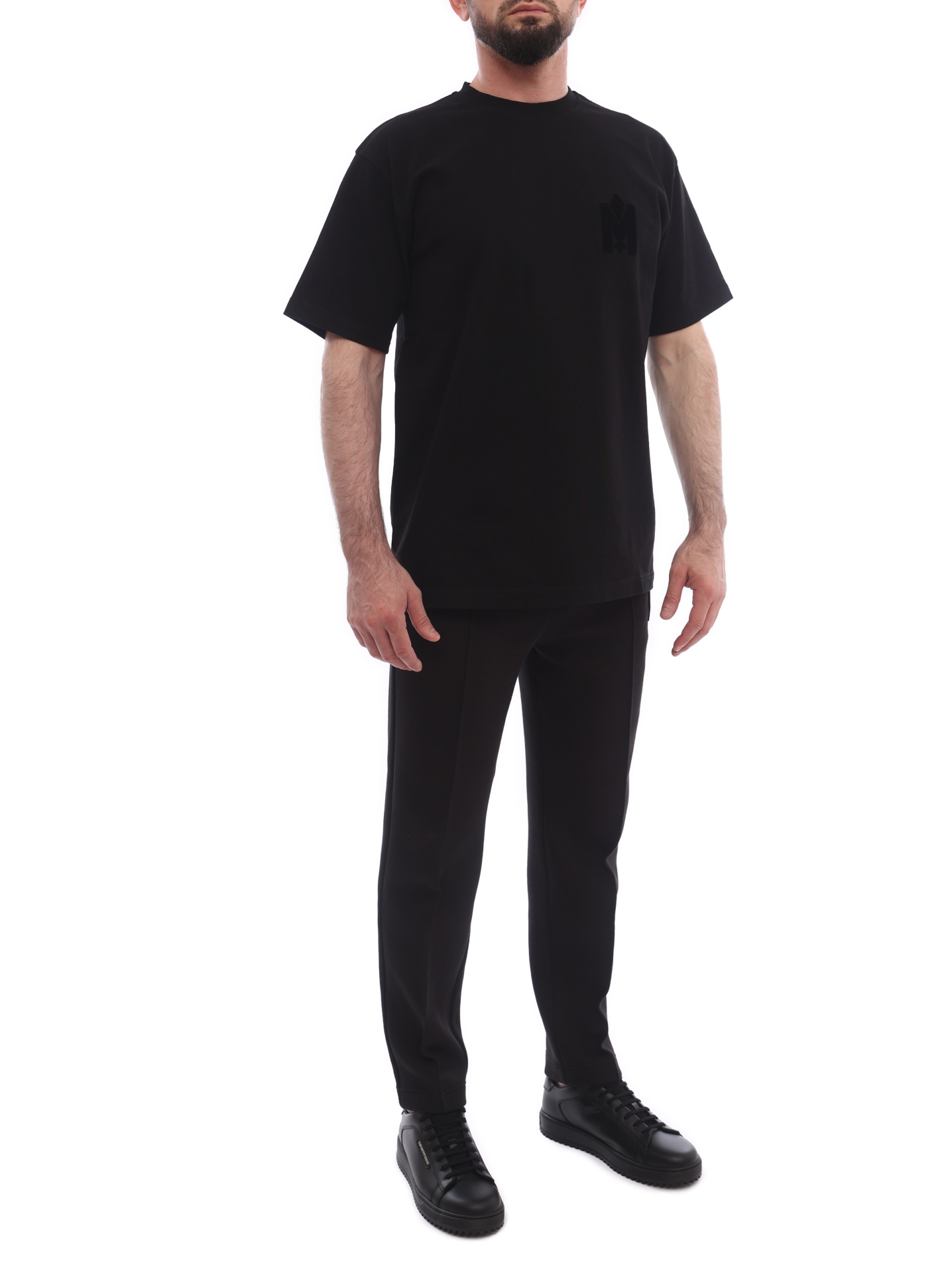 Брюки из легкого хлопкового материала прямого кроя черные со стрелками — купить в интернет-магазине Verdistore