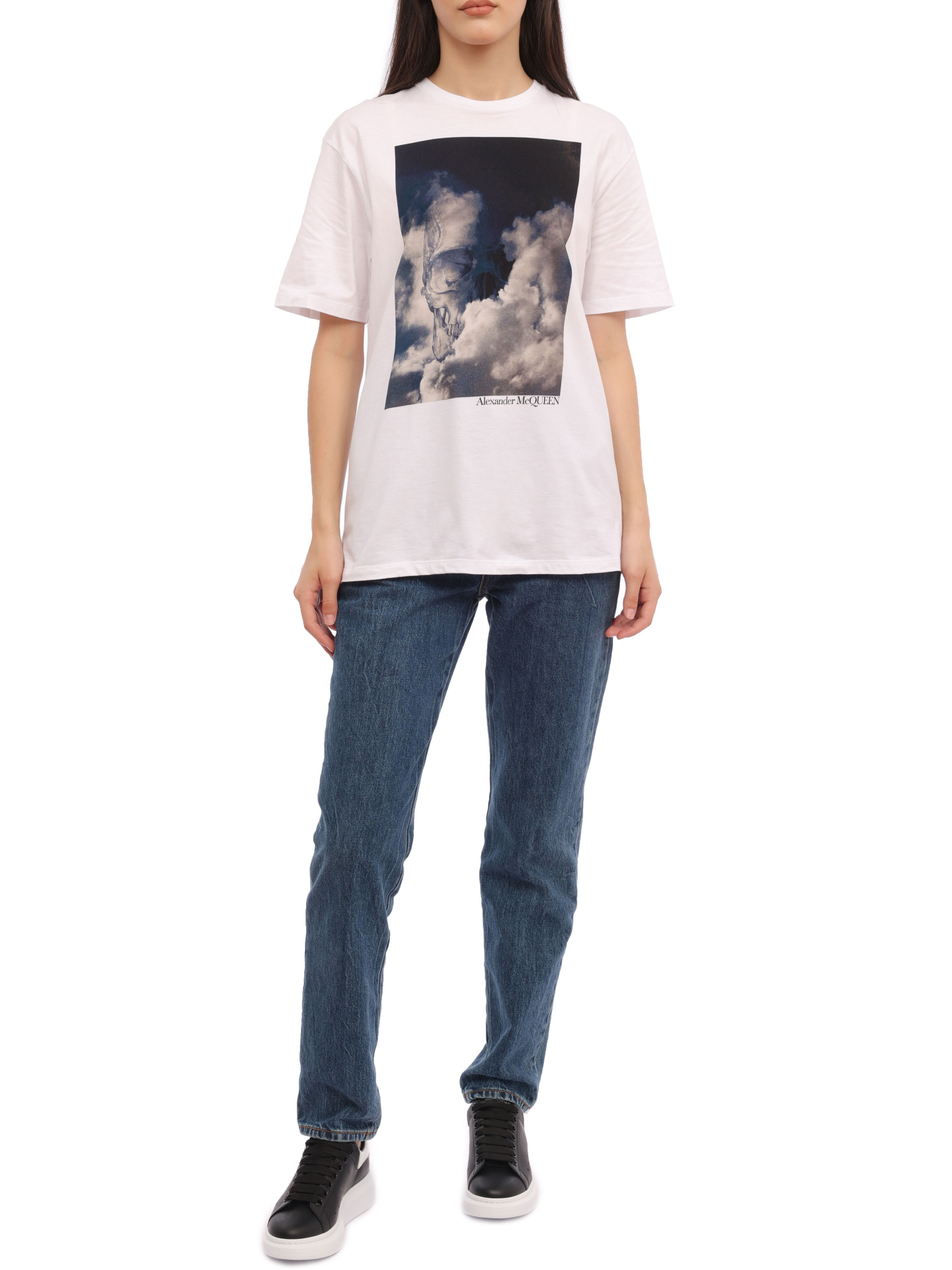 Футболка Alexander McQueen 701325 QZAFU 0900 белая женская — купить в интернет-магазине Verdistore