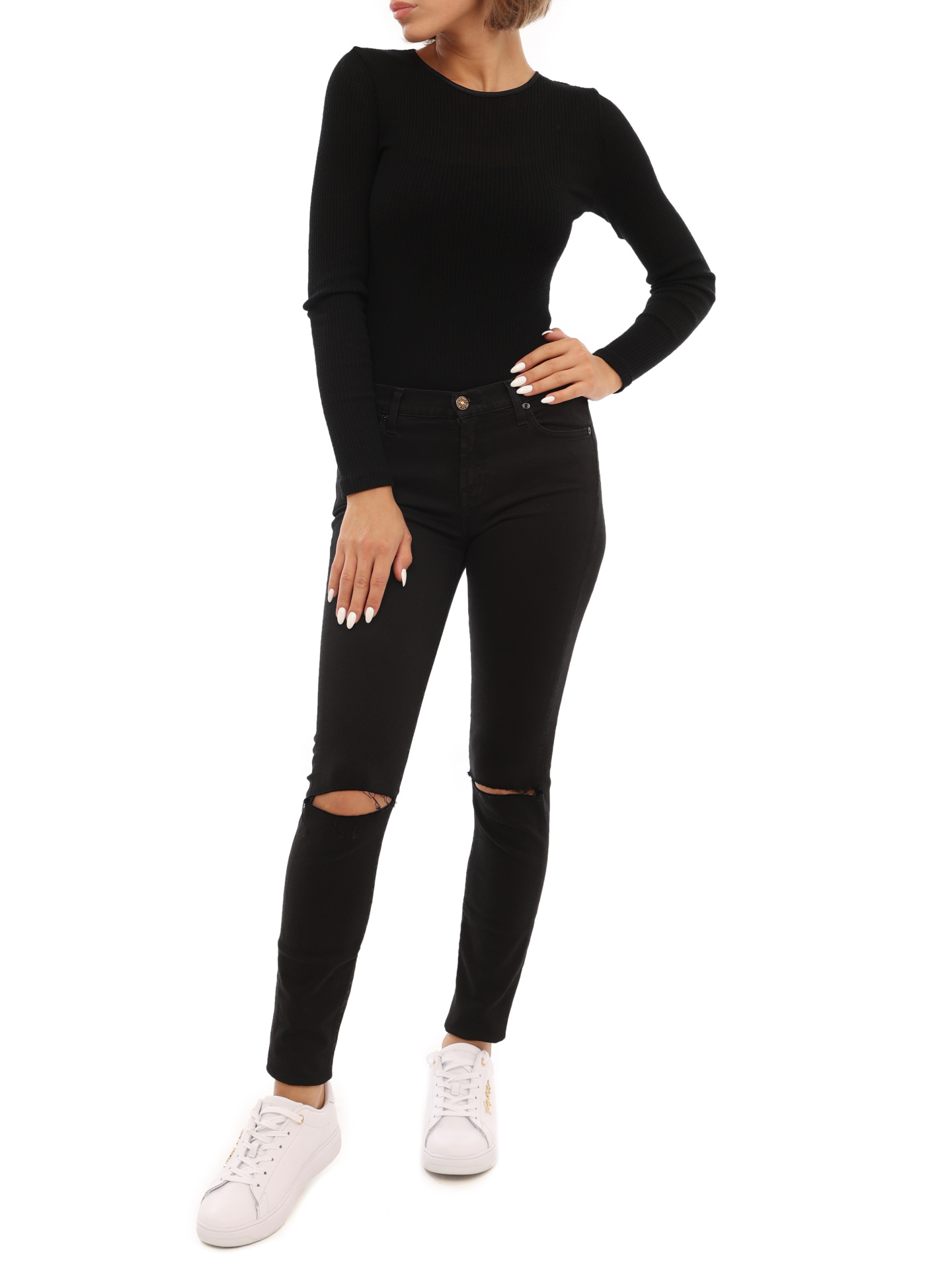 Джинсы скинни 7 For All Mankind SWT5260BG черные женские — купить в интернет-магазине Verdistore