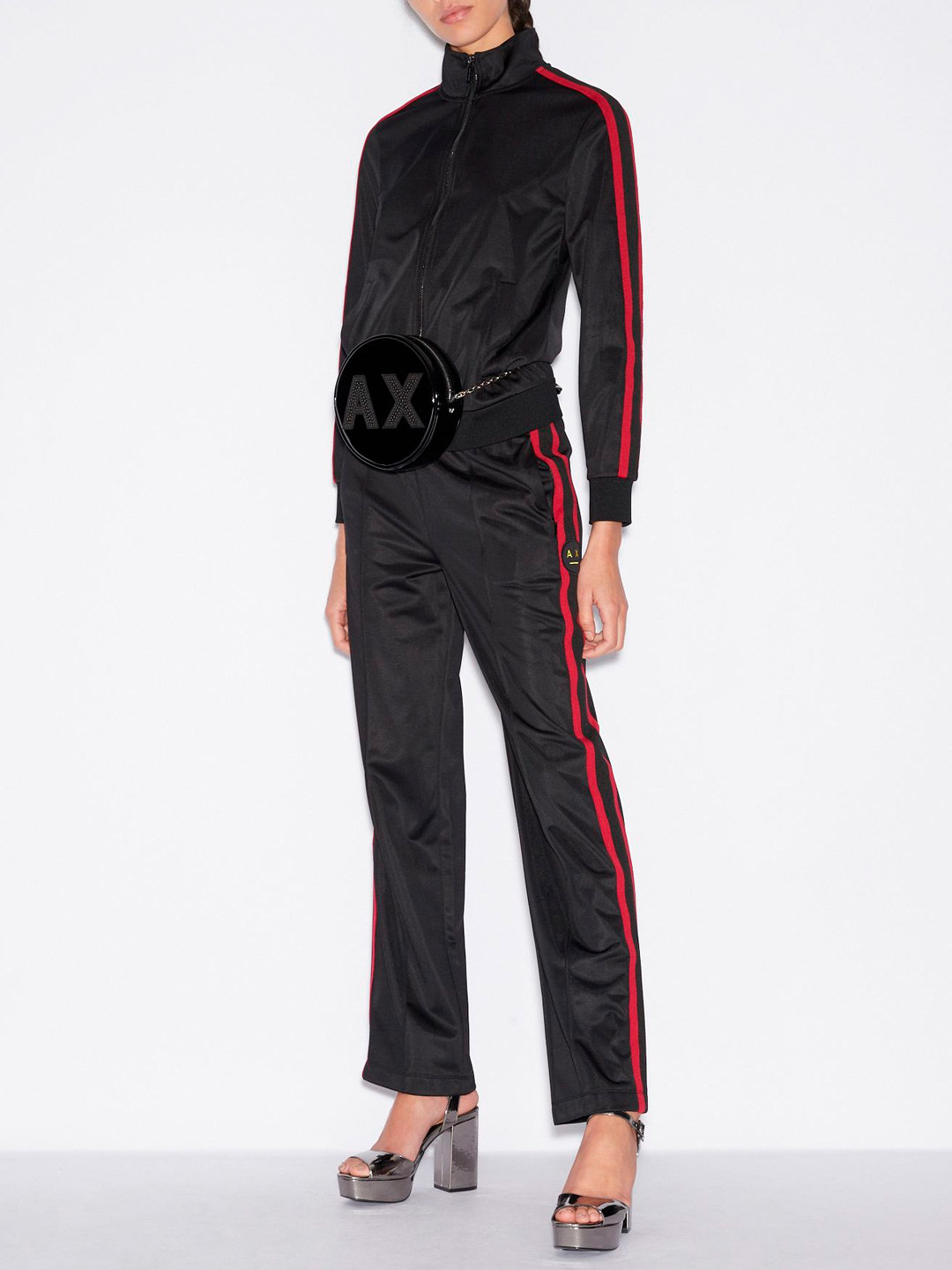 Мастерка Armani Exchange 3GYM77 1200 черная женская с контрастными полосками — купить в интернет-магазине Verdistore