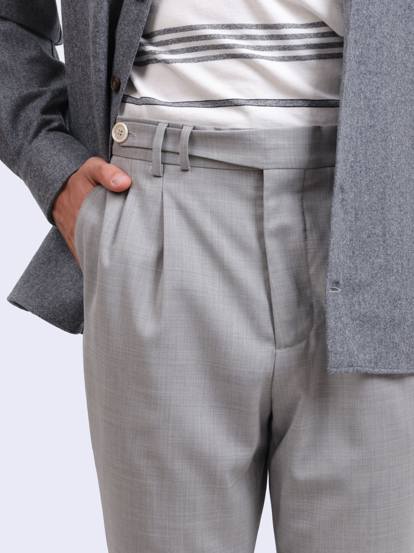 Брюки Brunello Cucinelli MH244B2033 C9100 светло-серые мужские из шерсти — купить в интернет-магазине Verdistore