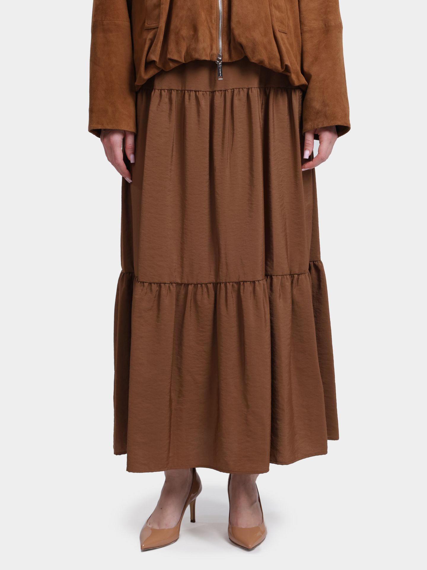 Юбка Marella Sport MLSCIOCCA 003 коричневая женская многоуровневой сборки — купить в интернет-магазине Verdistore