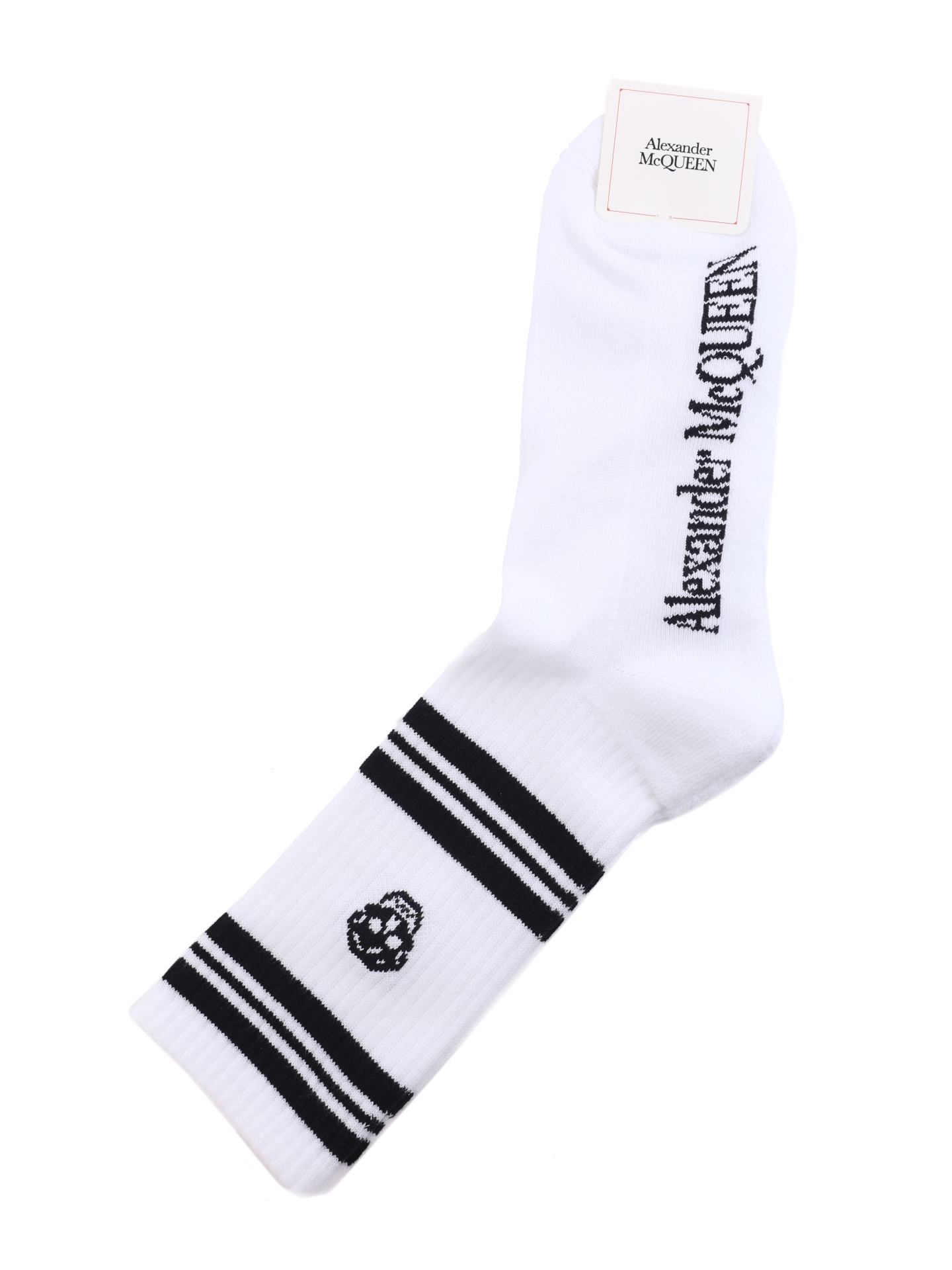 Носки Alexander McQueen 5734584C05Q 9060 хлопковые белые высокие — купить в интернет-магазине Verdistore