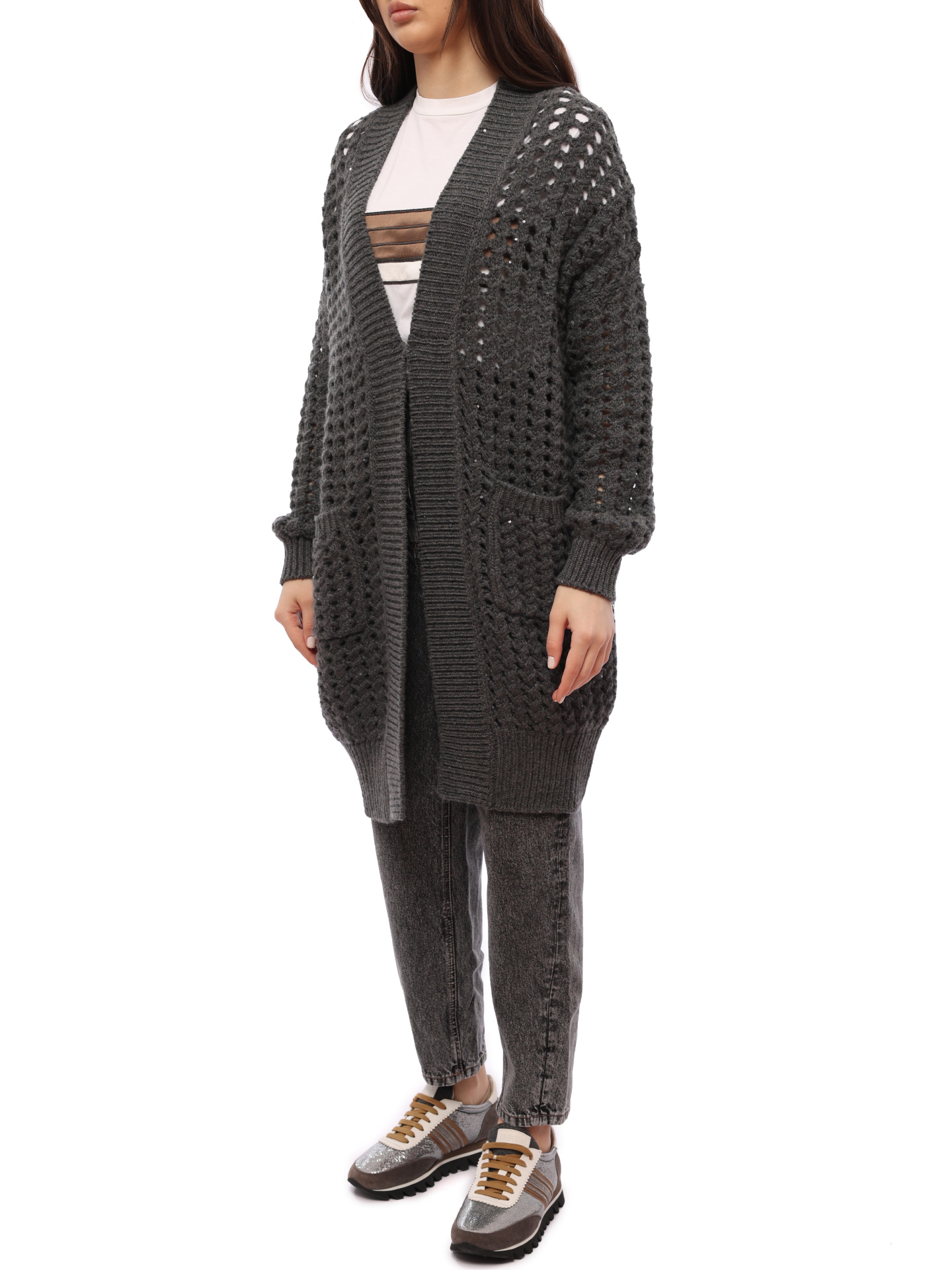 Кардиган Brunello Cucinelli M32364516 CJ079 удлиненный женский — купить в интернет-магазине Verdistore
