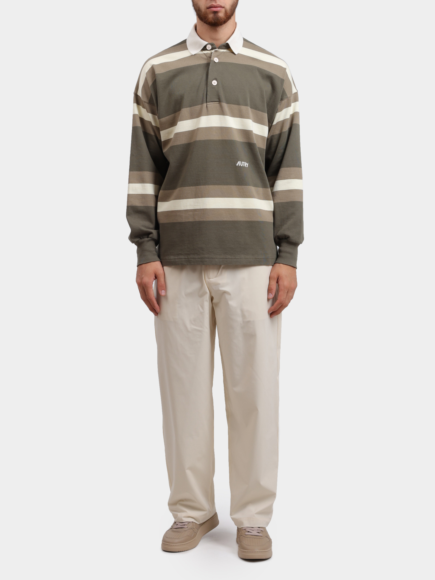 Поло POPX - 90JD оливкового цвета в полоску — купить в интернет-магазине Verdistore