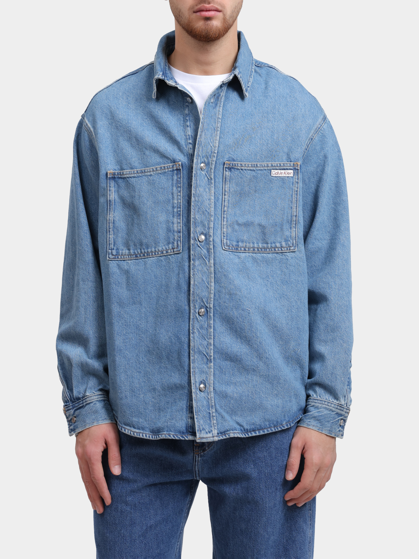 Рубашка Calvin Klein Jeans J30J327511 1A4 джинсовая мужская — купить в интернет-магазине Verdistore