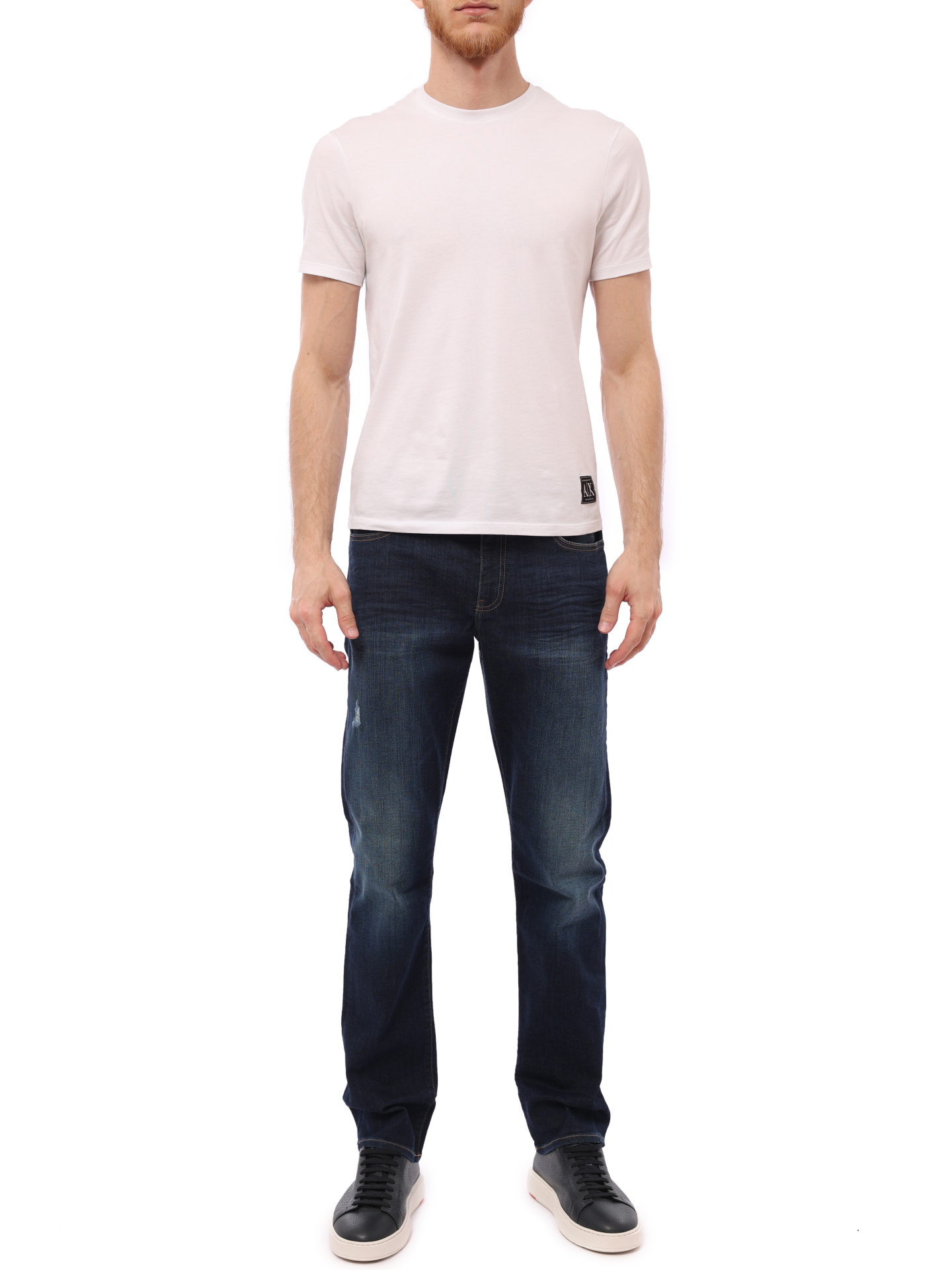 Джинсы Armani Exchange 3GZJ16 Z1QDZ синие мужские с потертостями — купить в интернет-магазине Verdistore