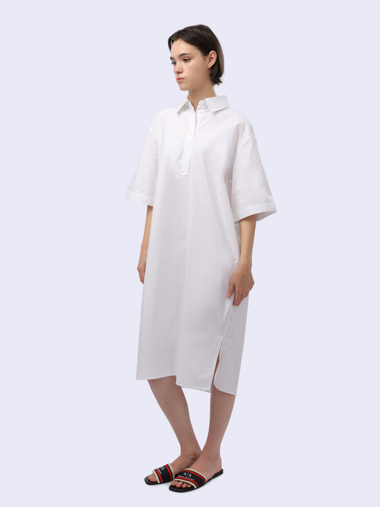 Платье-рубашка Armani Exchange 3DYA29 YN4RZ 1000 белое женское из хлопка — купить в интернет-магазине Verdistore